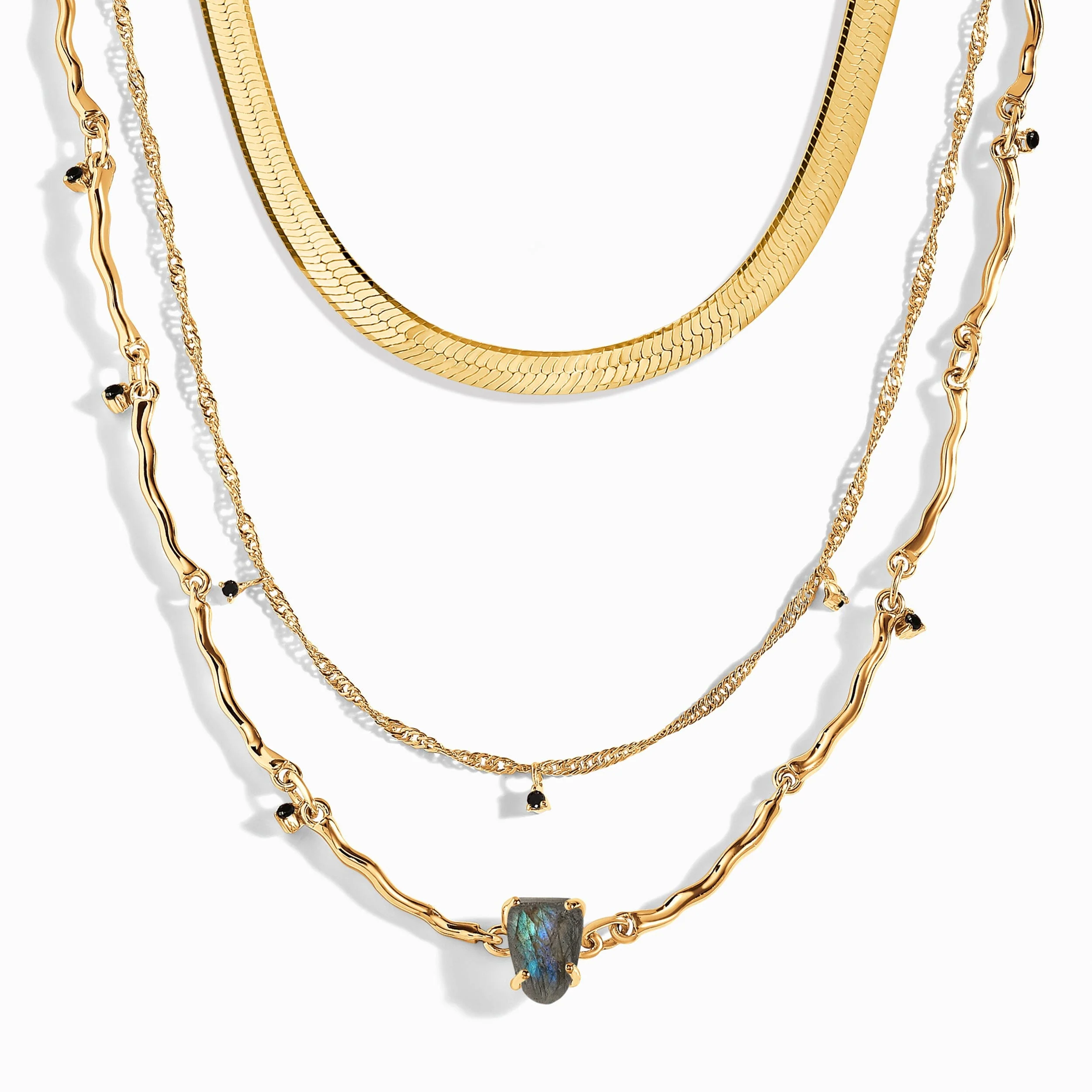 Labradorite Flowing Necklace & Herringbone Chain - Image 5