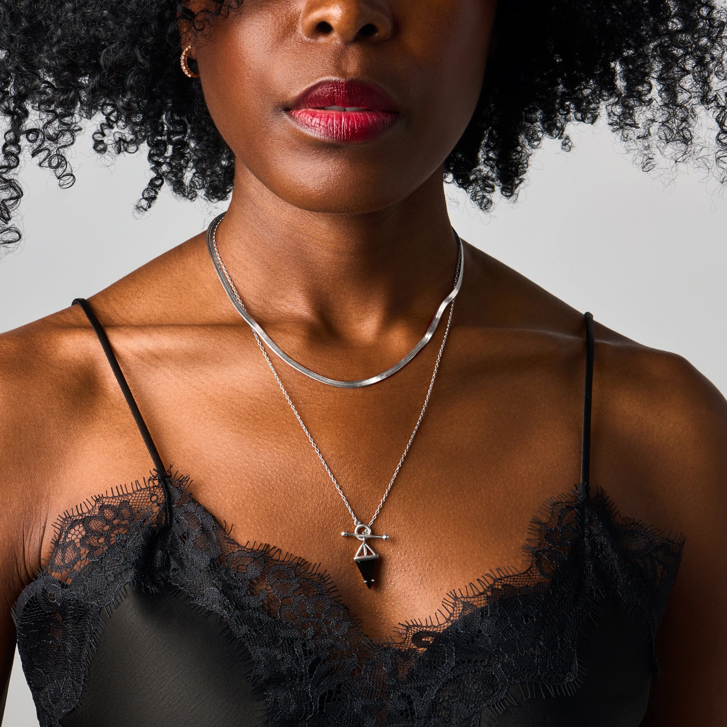 Labradorite Heroine T-Lock Necklace & Herringbone Chain - Image 2