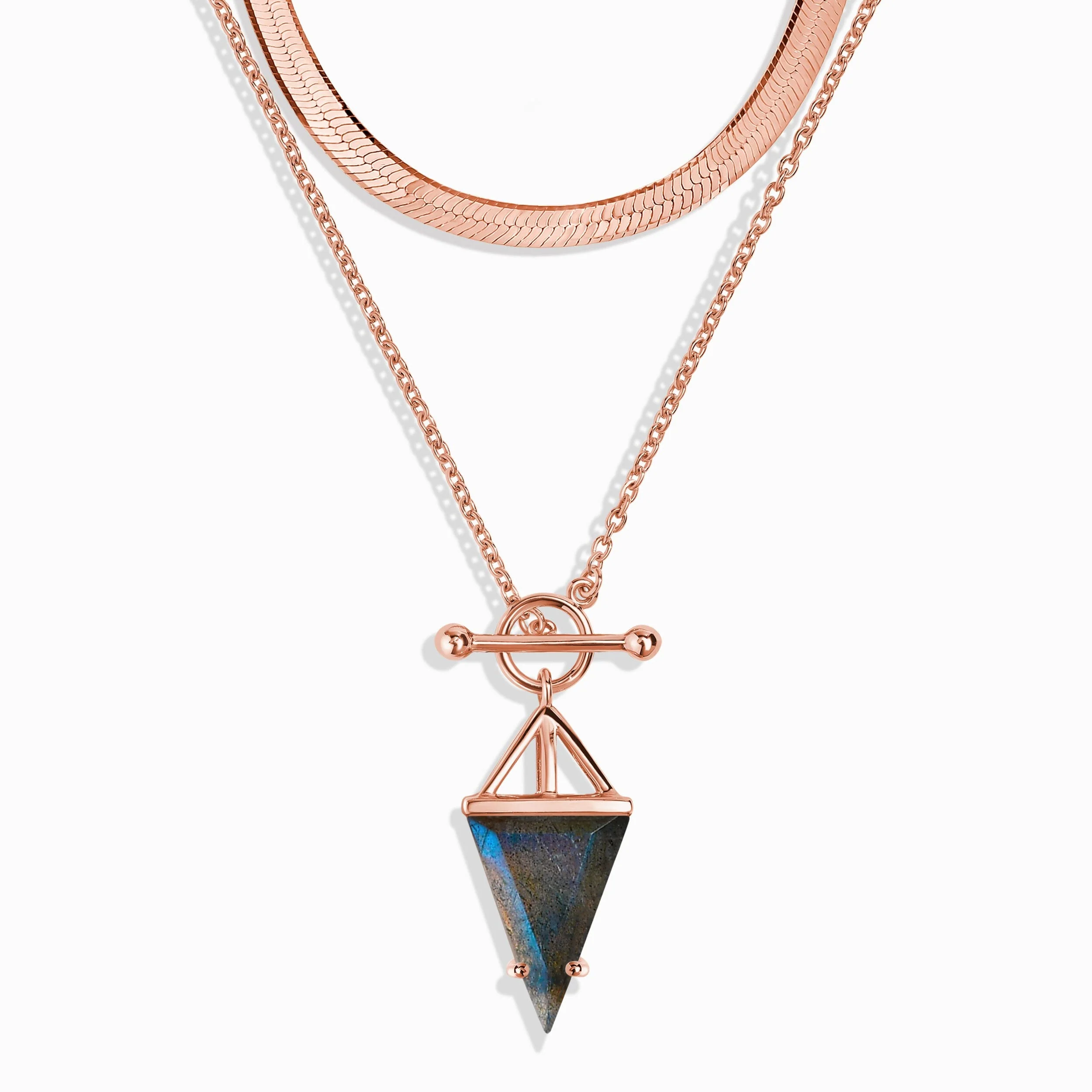 Labradorite Heroine T-Lock Necklace & Herringbone Chain - Image 3