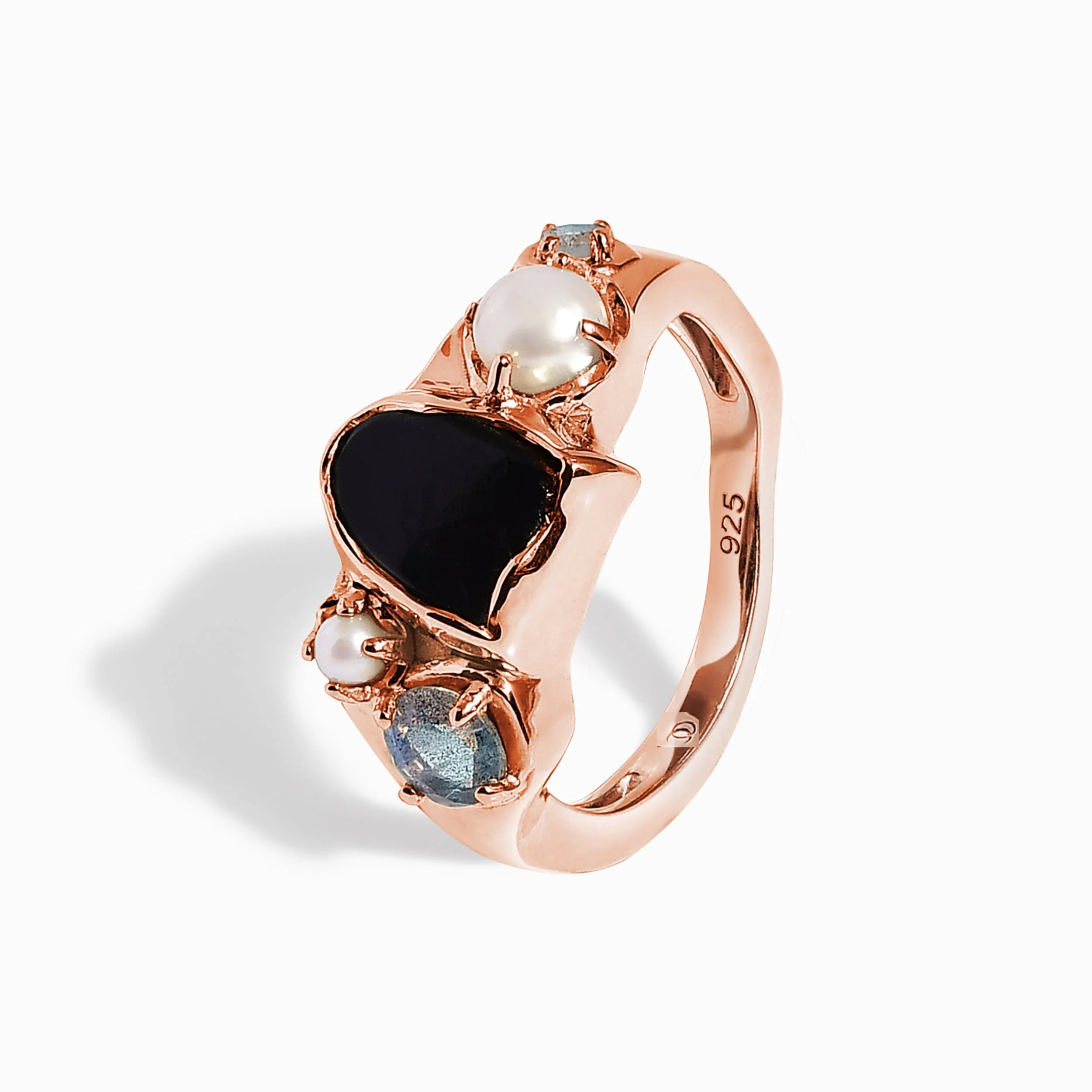 Black Obsidian Pearl Ring - Midnight Heirloom - Image 15