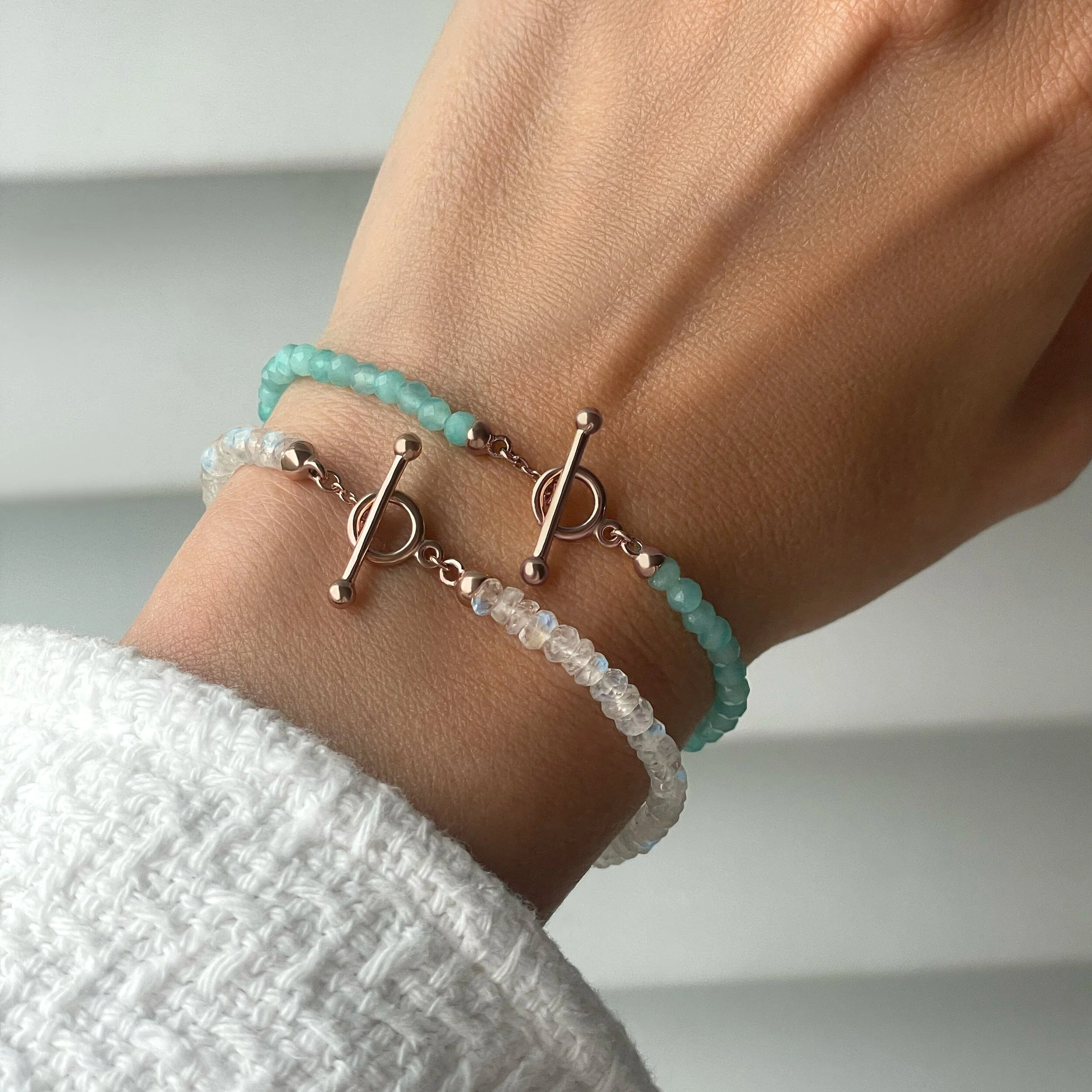 Moonstone & Amazonite Bracelet Stack - Abundance - Image 4