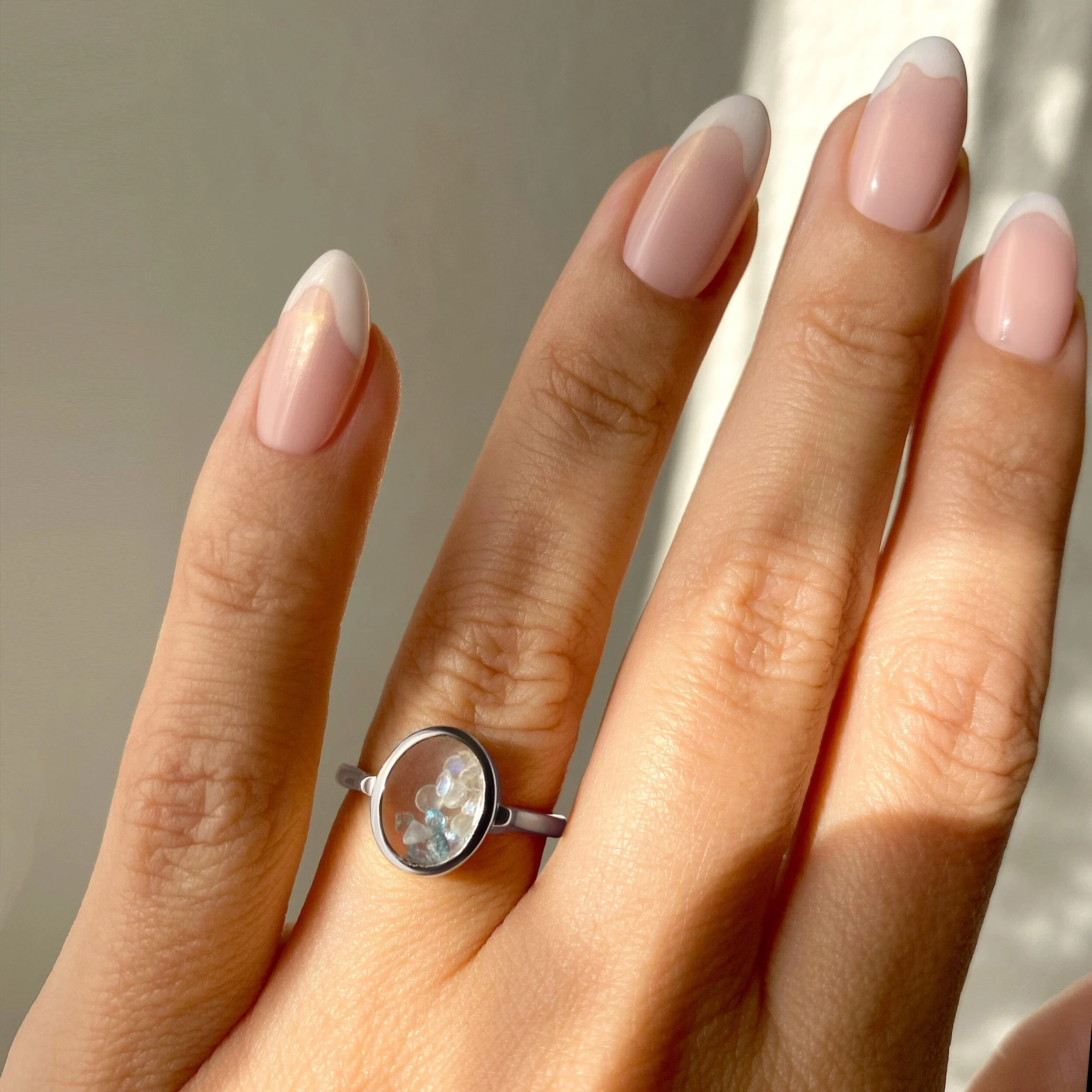 Moonstone Aquamarine Ring - Halo of Calm - Image 2