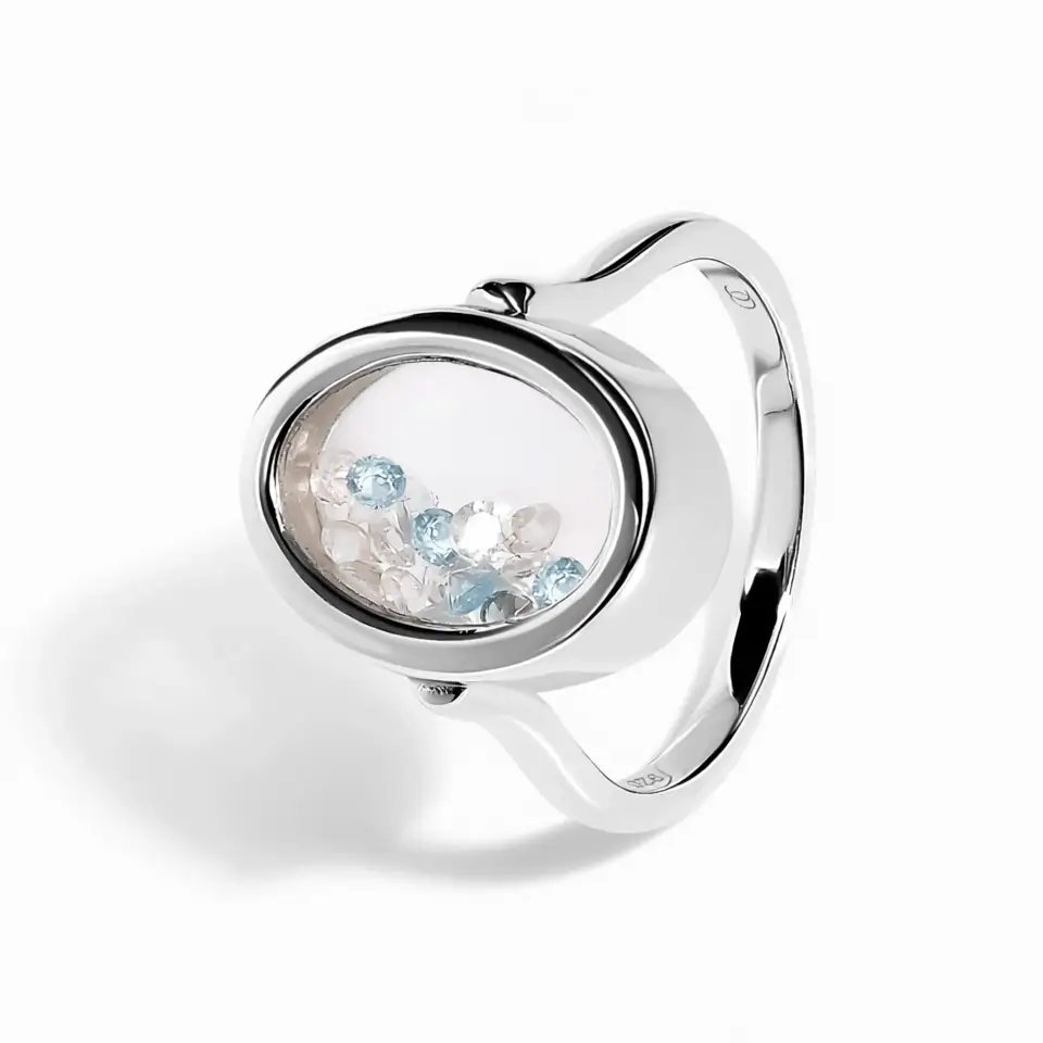 Moonstone Aquamarine Ring - Halo of Calm - Image 3
