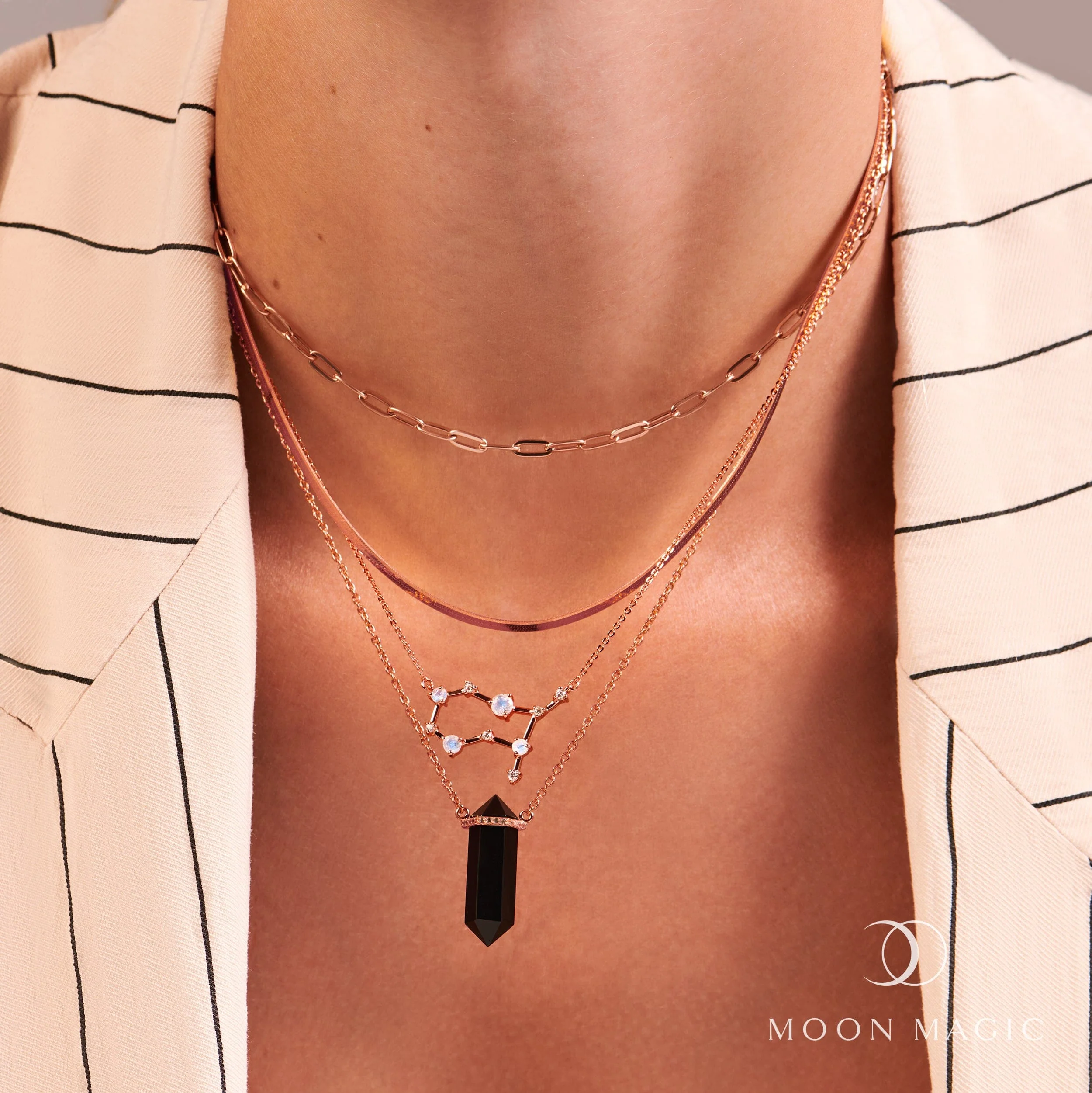 Moonstone Diamond Necklace - Gemini Zodiac Constellation - Image 14
