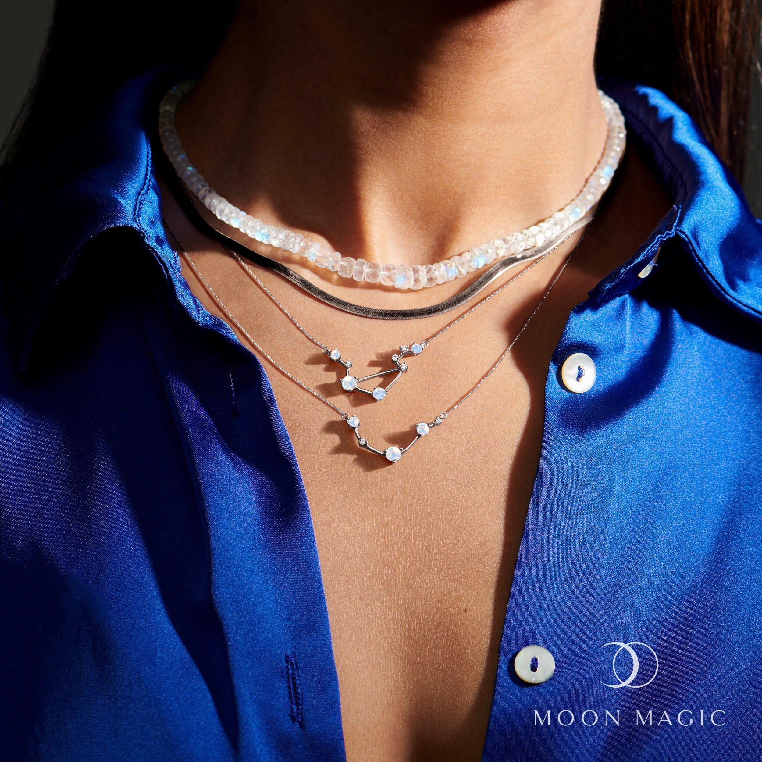 Moonstone Diamond Necklace - Libra Zodiac Constellation - Image 12