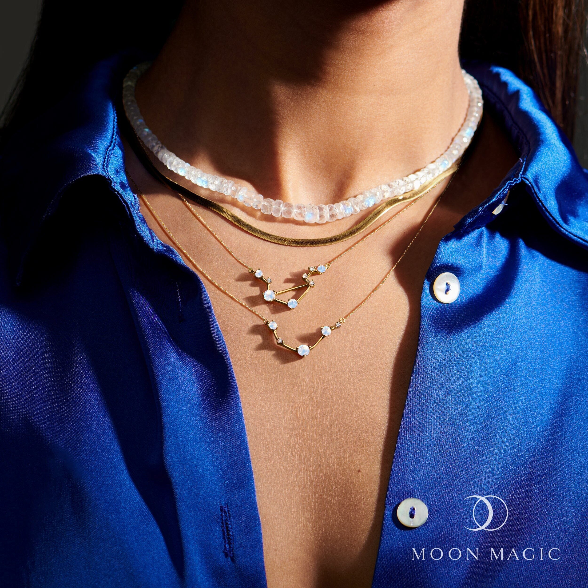 Moonstone Diamond Necklace - Libra Zodiac Constellation - Image 22