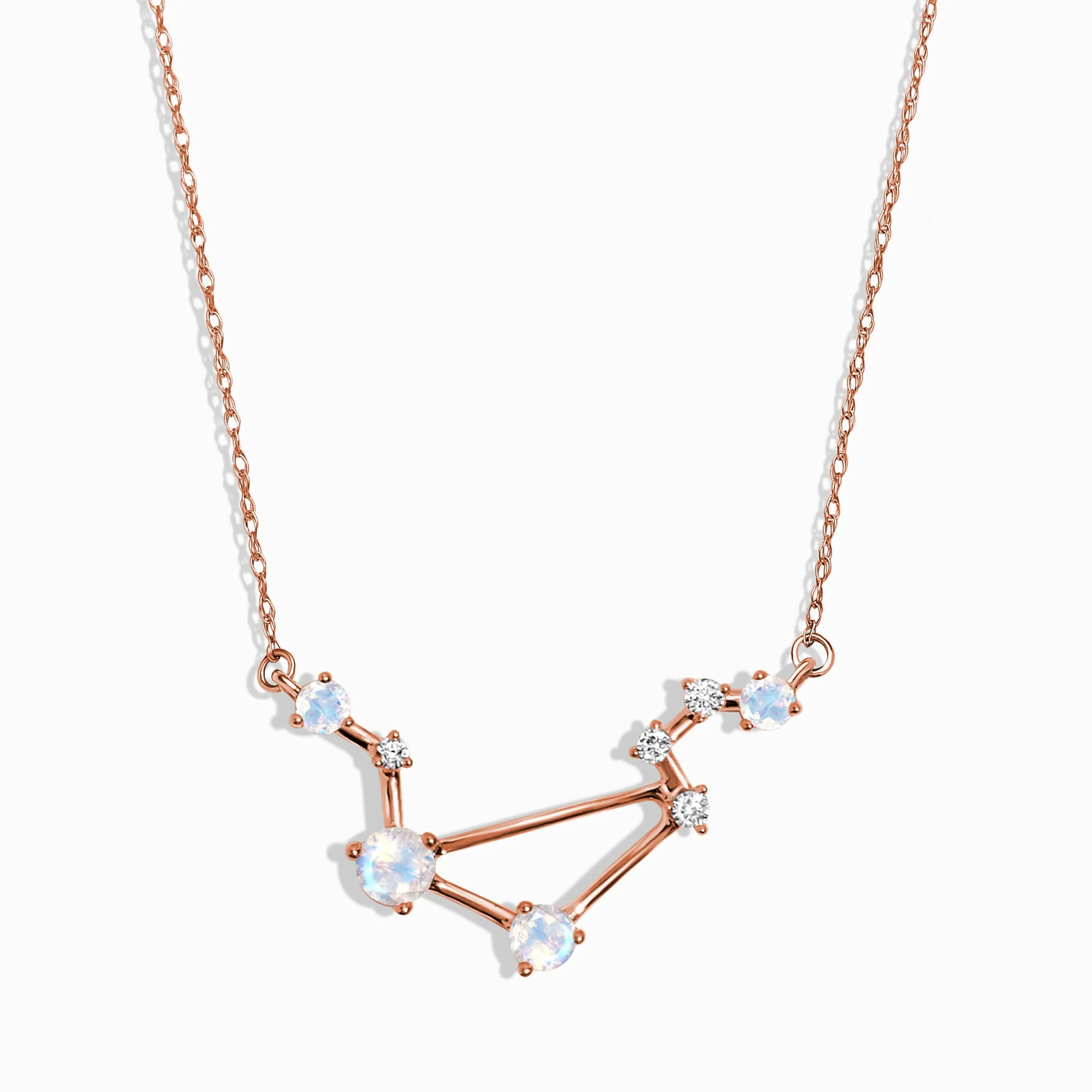 Moonstone Diamond Necklace - Libra Zodiac Constellation - Image 4