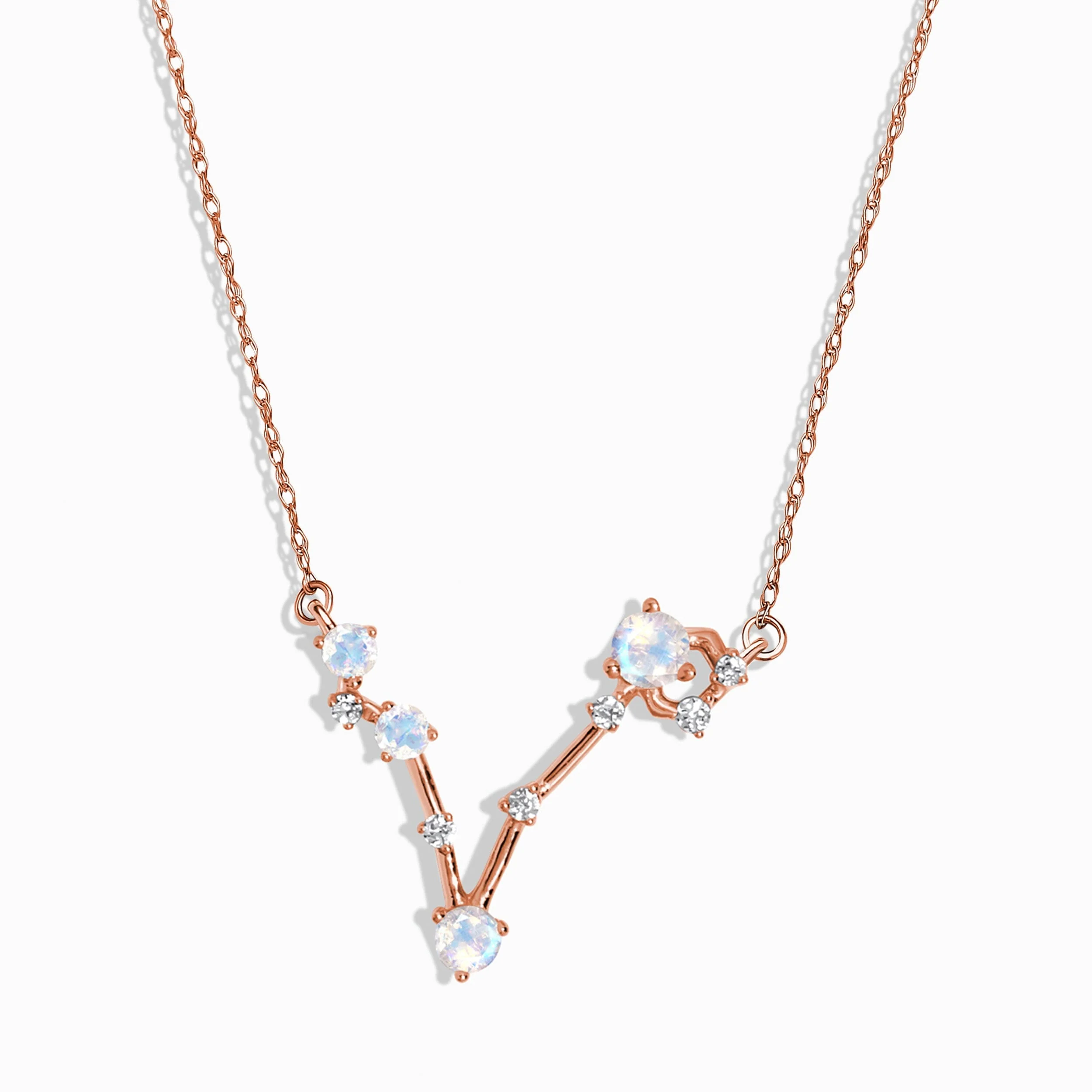 Moonstone Diamond Necklace - Pisces Zodiac Constellation - Image 3