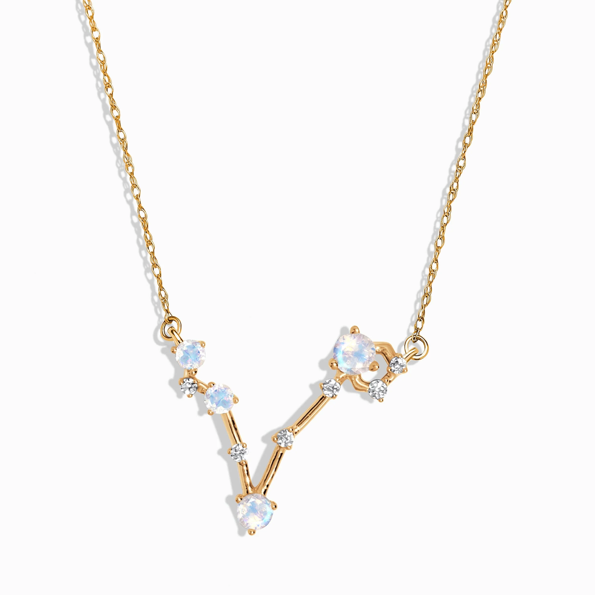 Moonstone Diamond Necklace - Pisces Zodiac Constellation - Image 5