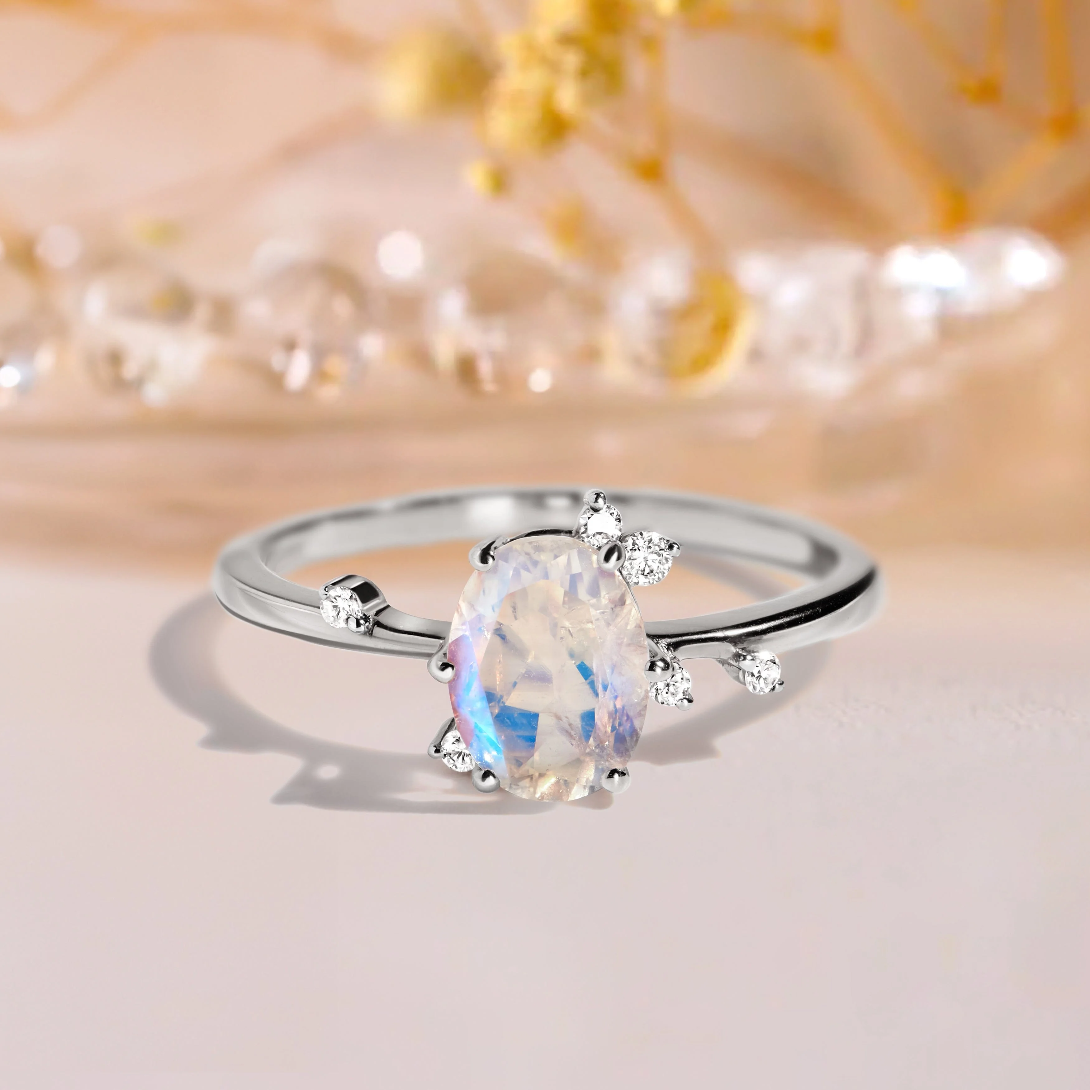 Moonstone Lab Diamond Ring - Muse - Image 14