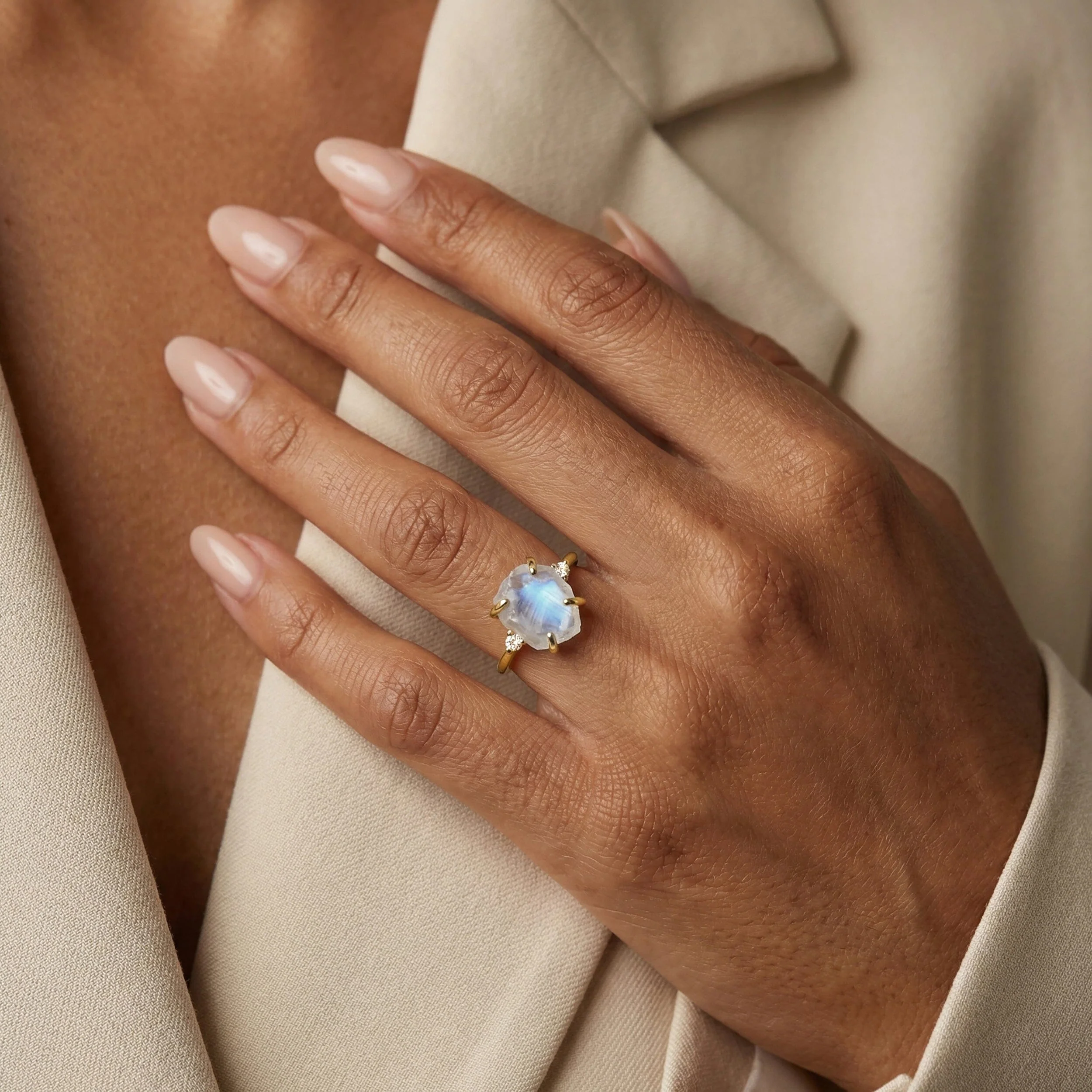 Moonstone Diamond Ring - Raw Allure - Image 4