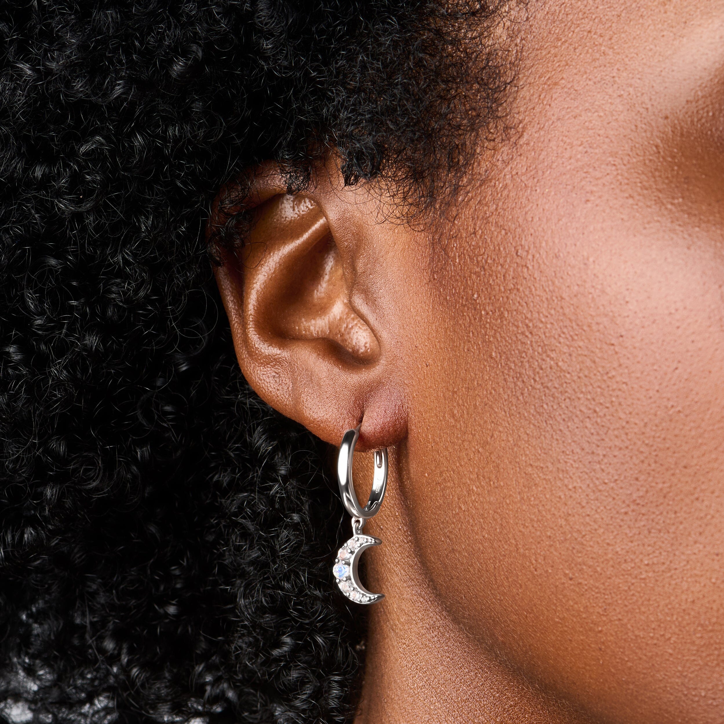 Moonstone Earrings - Celestial Being Hoops - Image 3