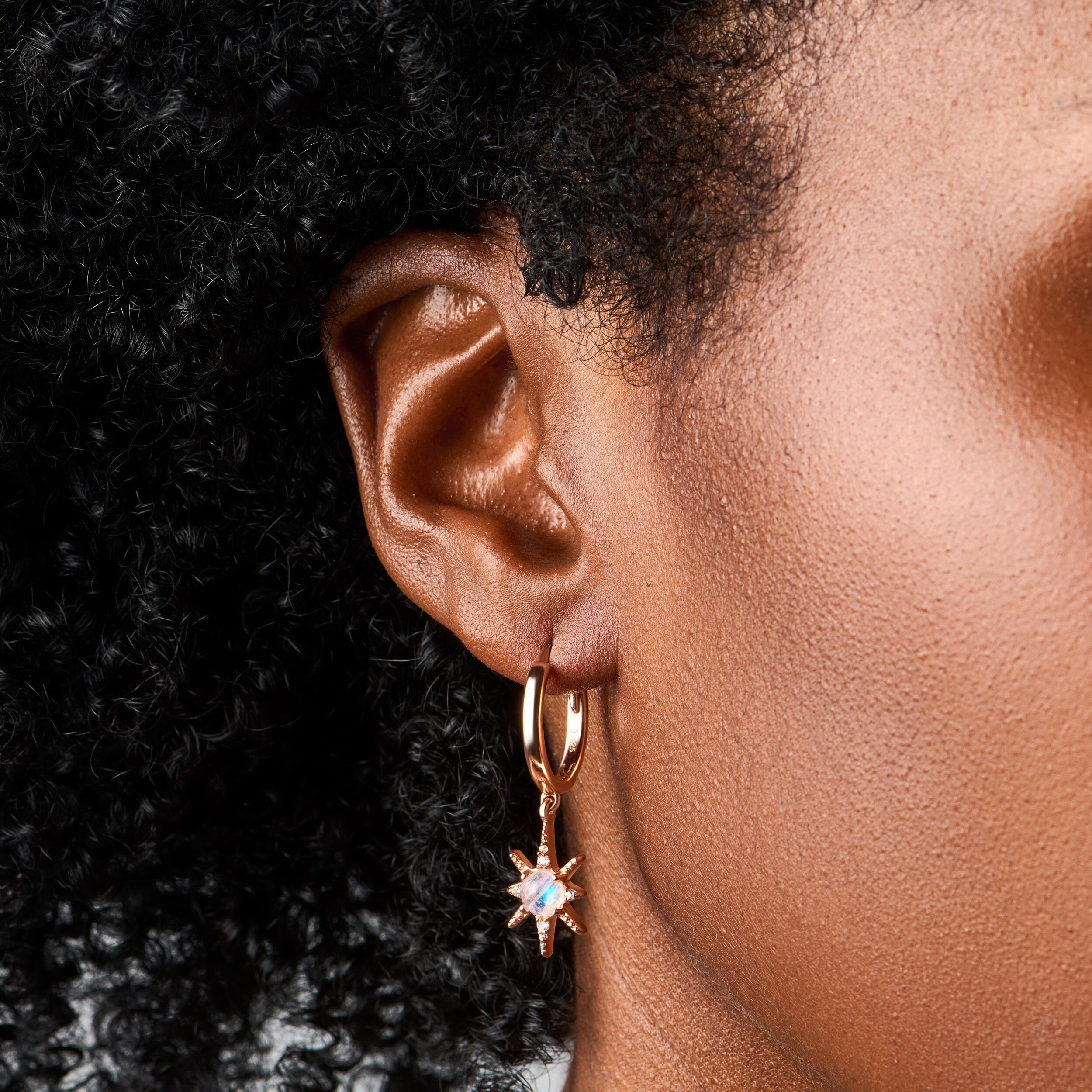 Moonstone Earrings - Celestial Being Hoops - Image 5