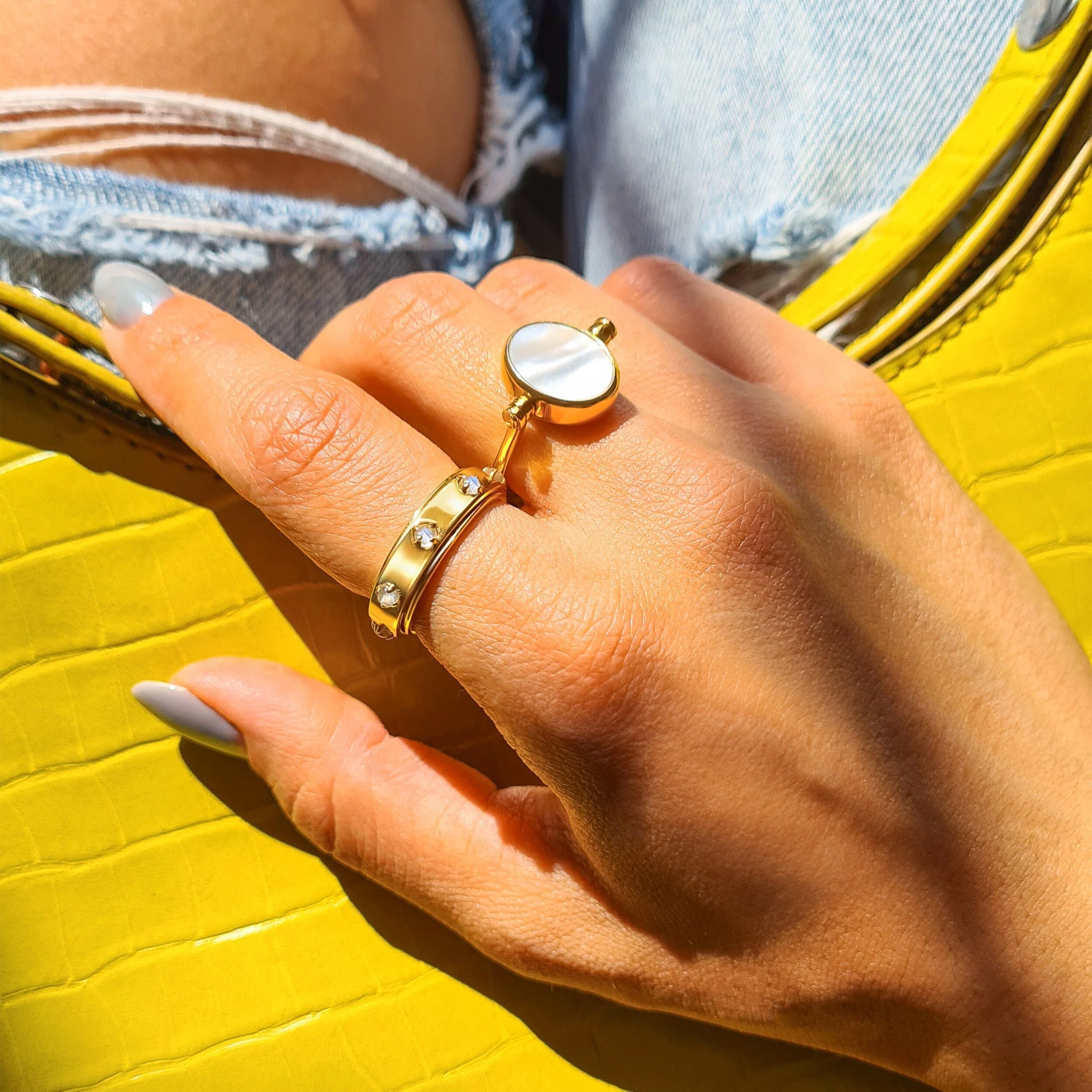 Moonstone Fidget Ring - Rooted Rotation - Image 13