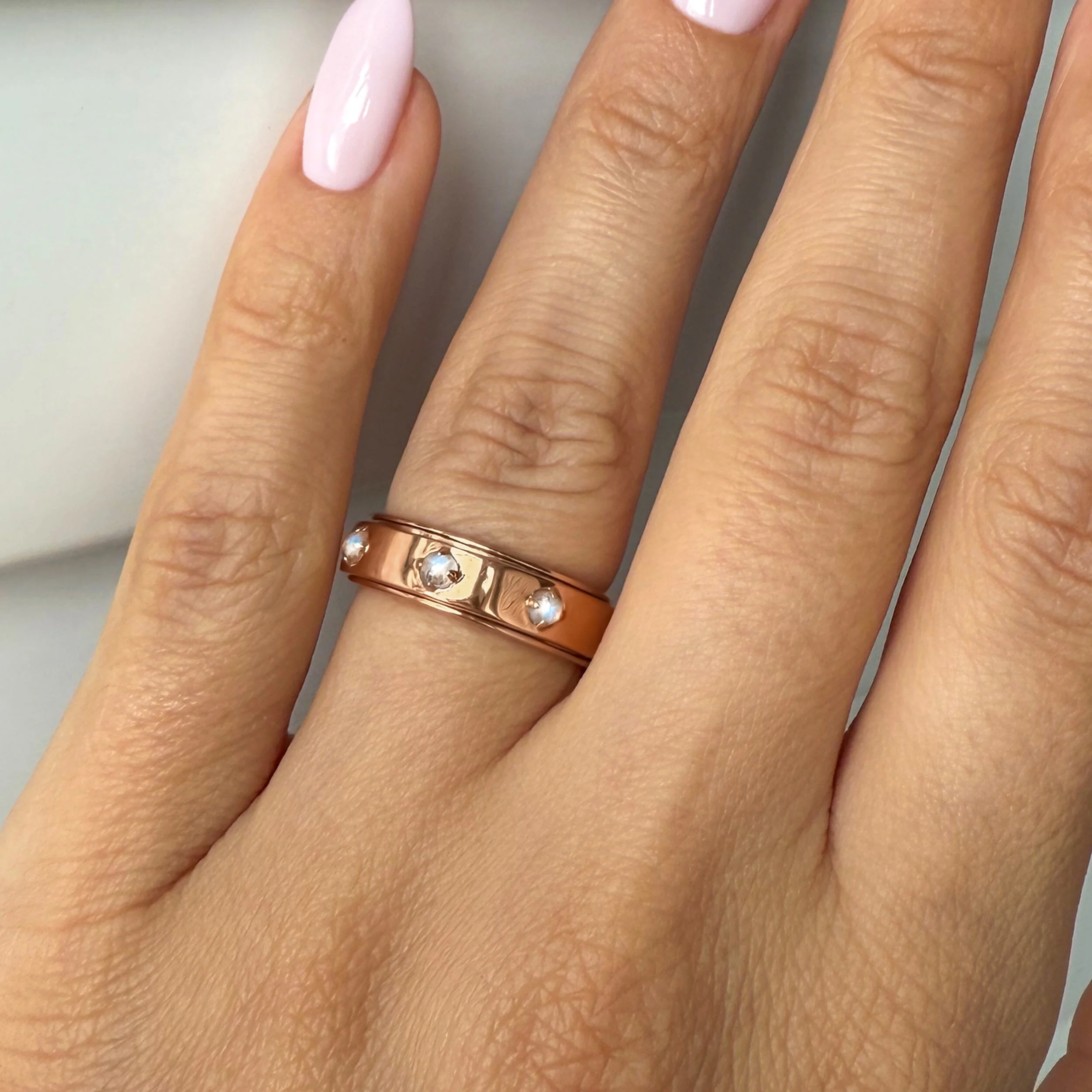 Moonstone Fidget Ring - Rooted Rotation - Image 4