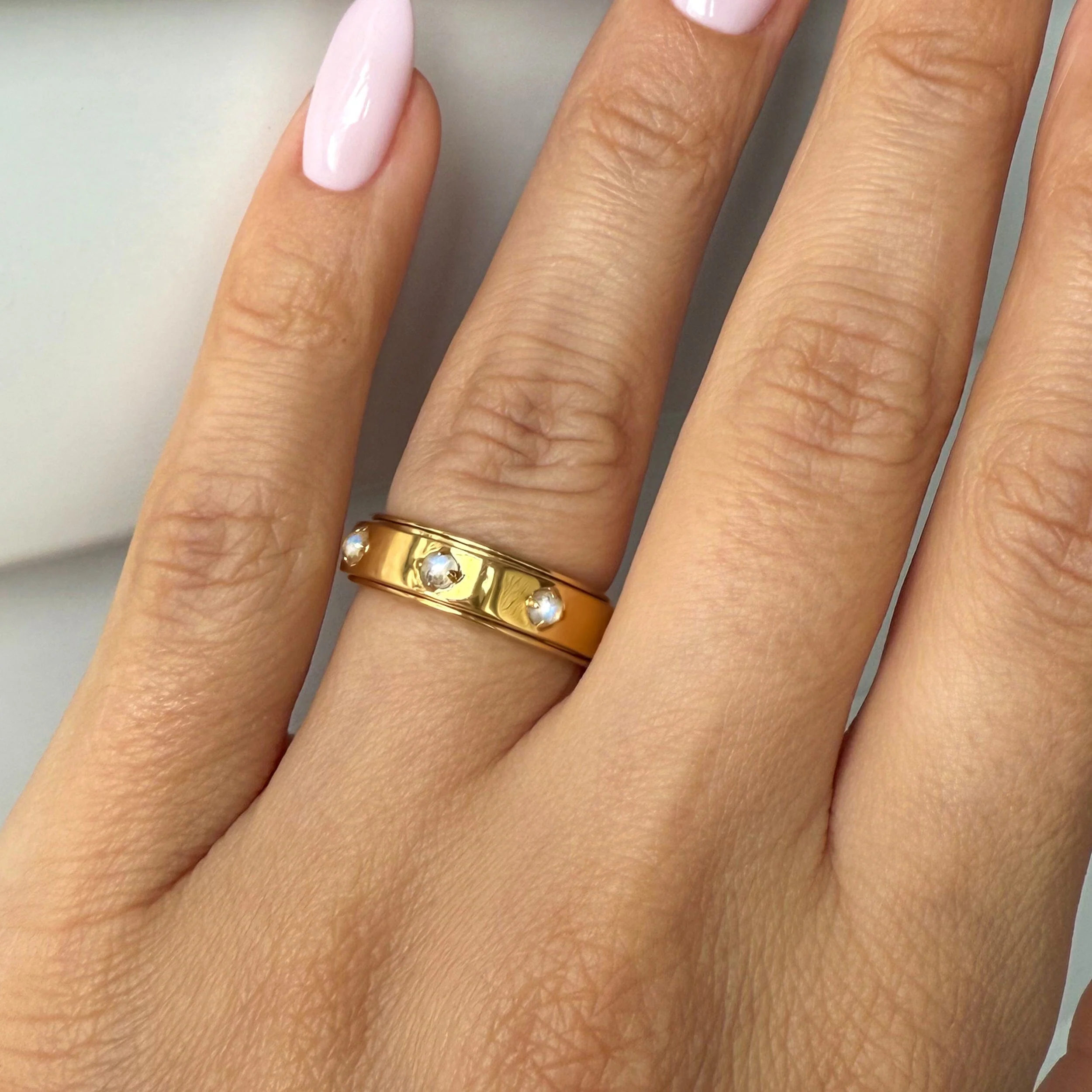Moonstone Fidget Ring - Rooted Rotation - Image 7