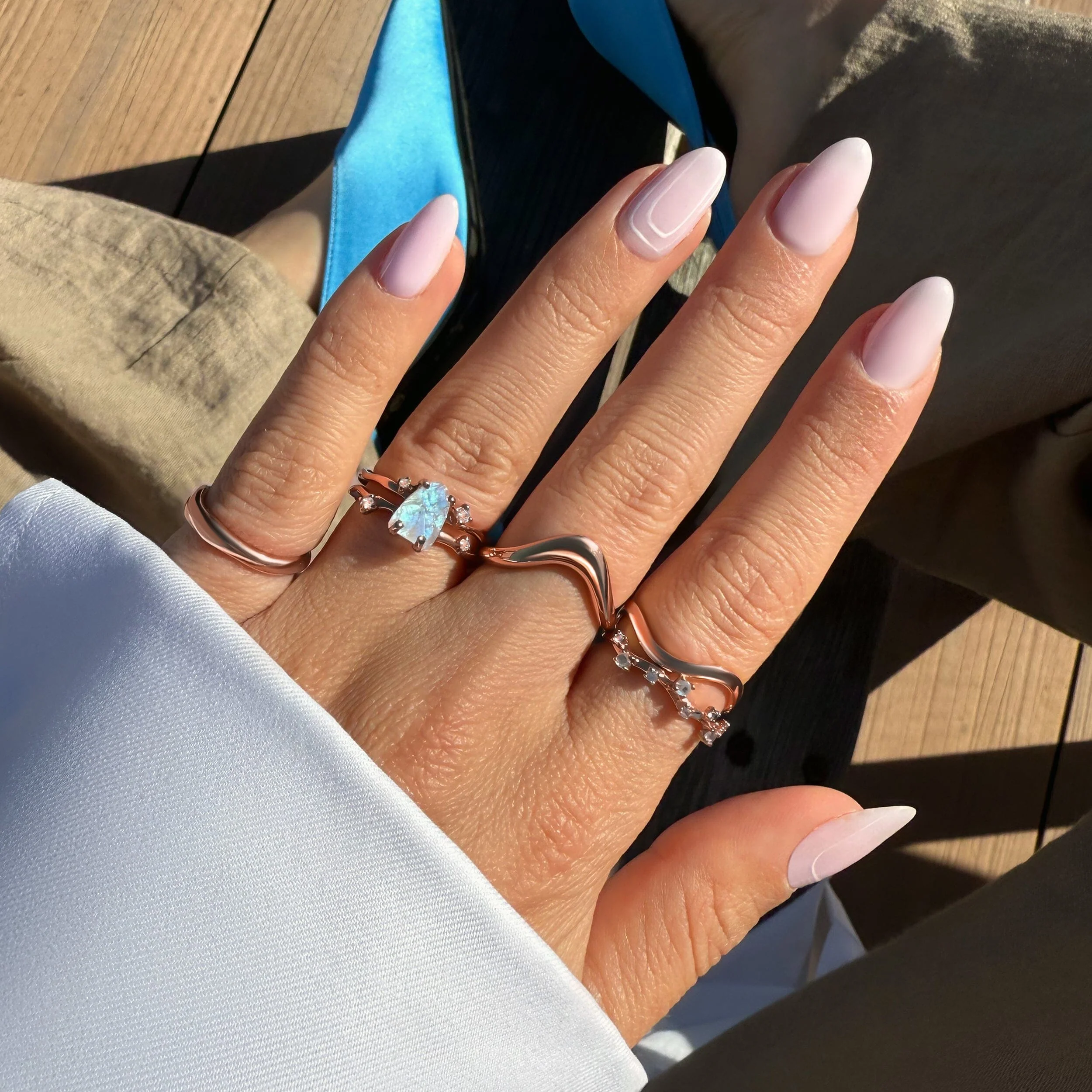 Moonstone Flow Ring - Stardust & Waves Band - Image 13