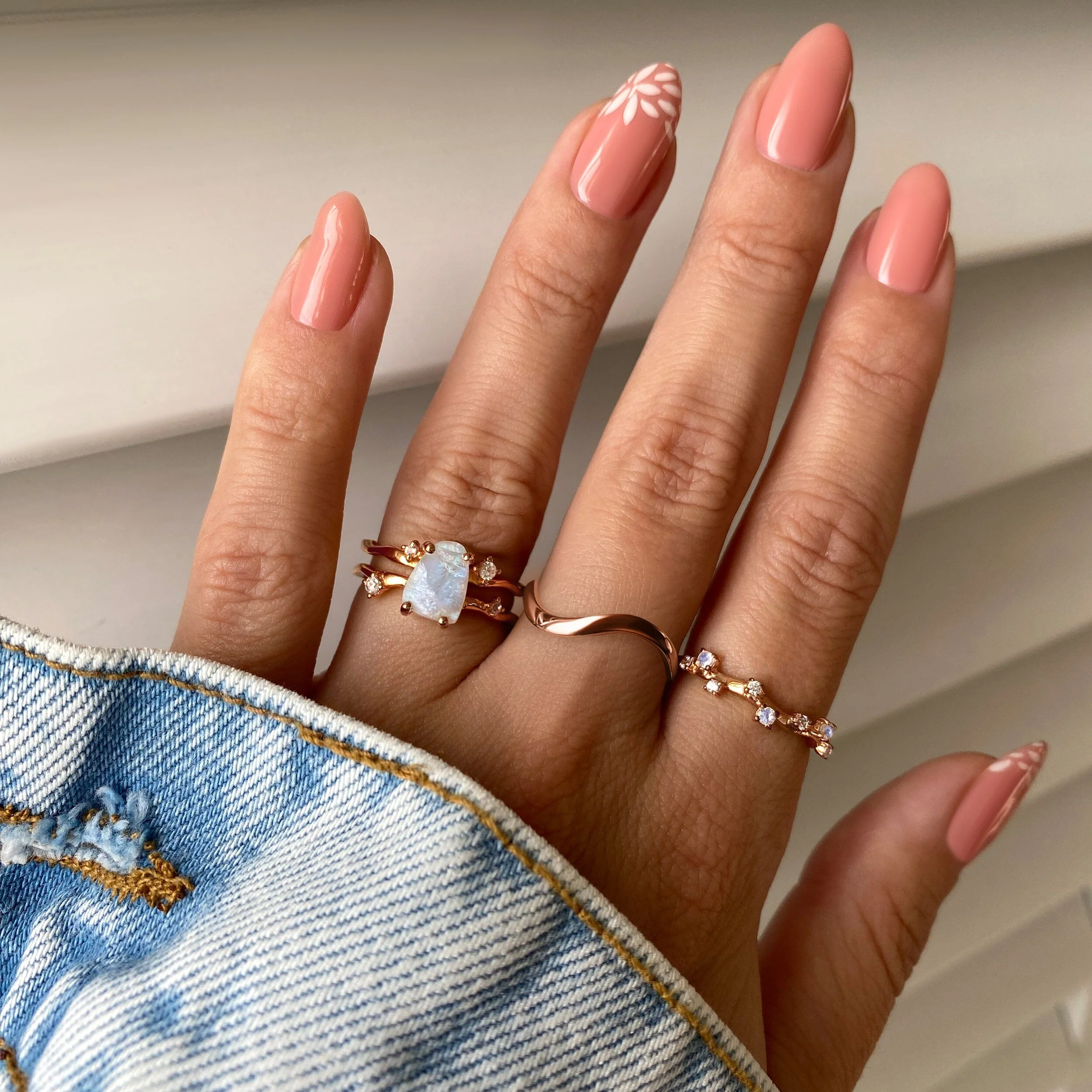 Moonstone Flow Ring - Stardust & Waves Band - Image 4