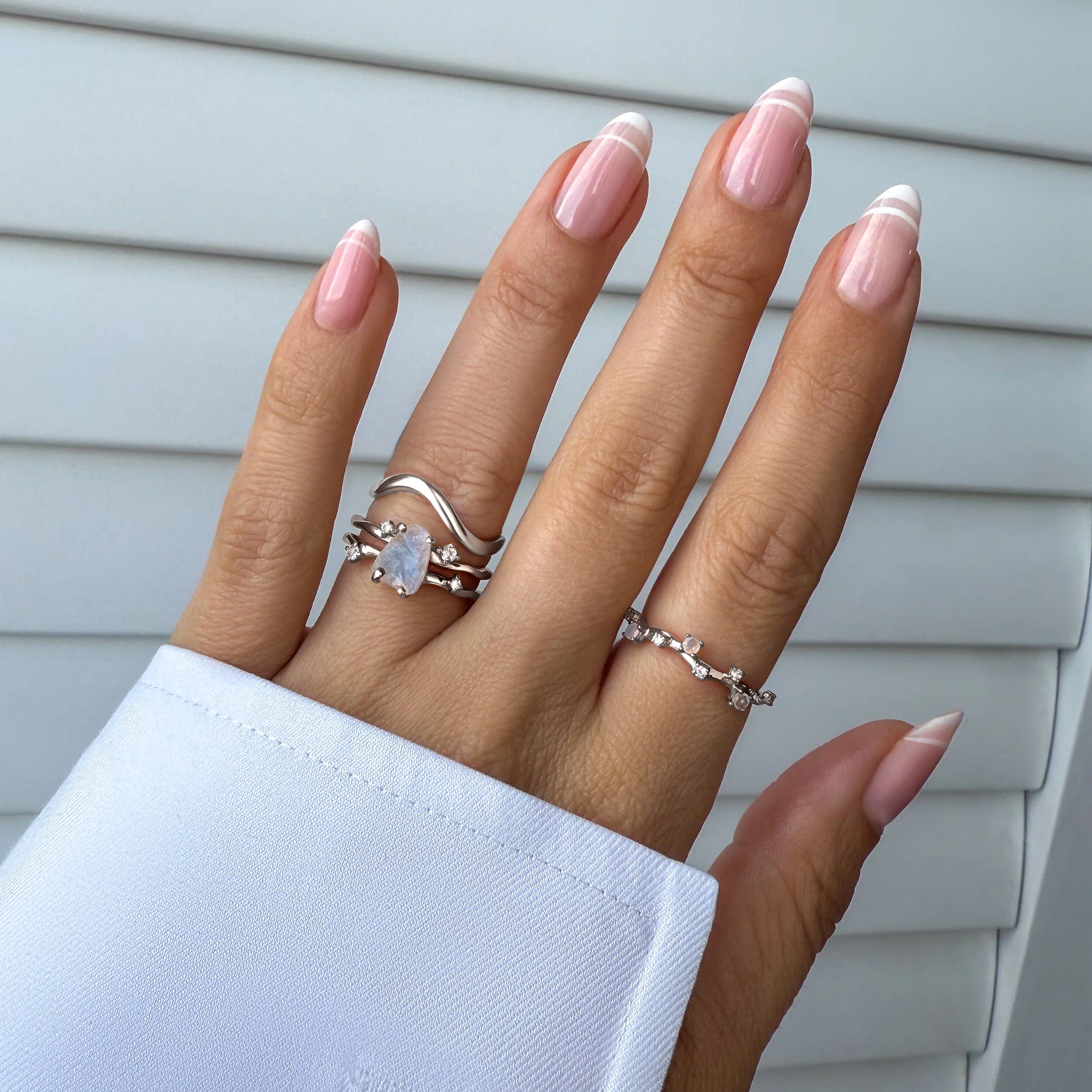 Moonstone Flow Ring - Stardust & Waves Band - Image 7