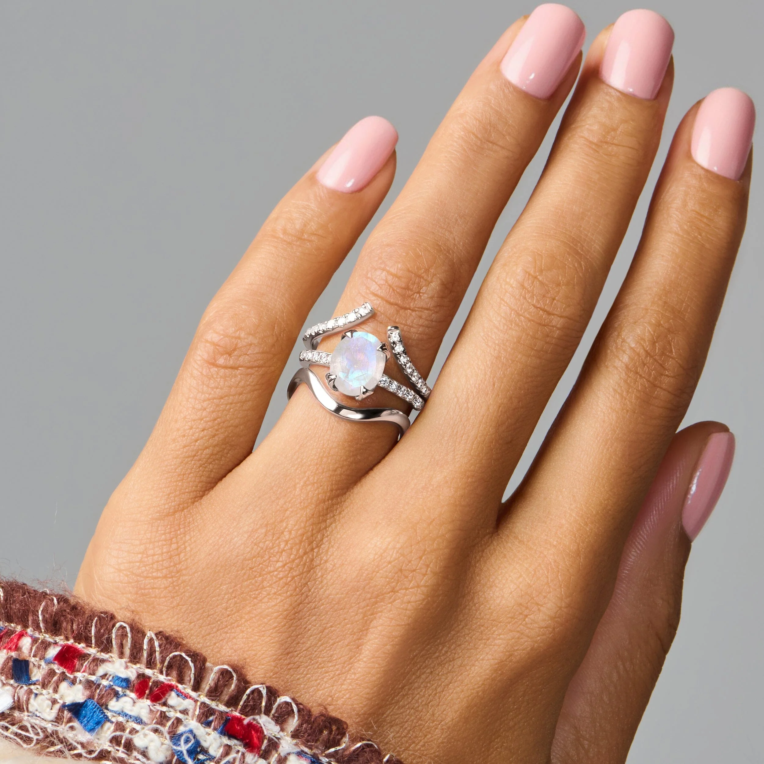 Moonstone Harlow Ring - Infinite Ring & Waves Band - Image 2