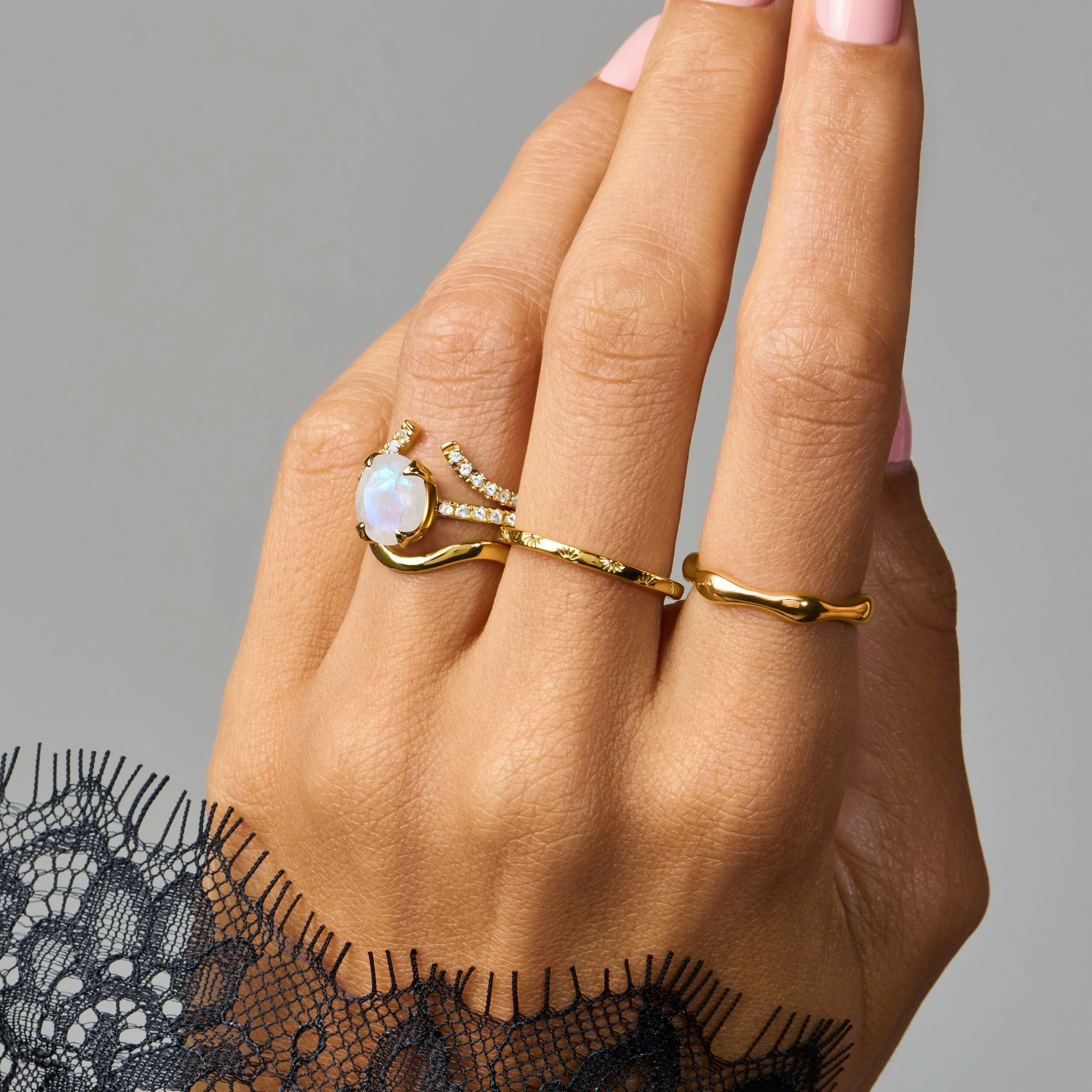 Moonstone Harlow Ring & Waves Band - Image 19
