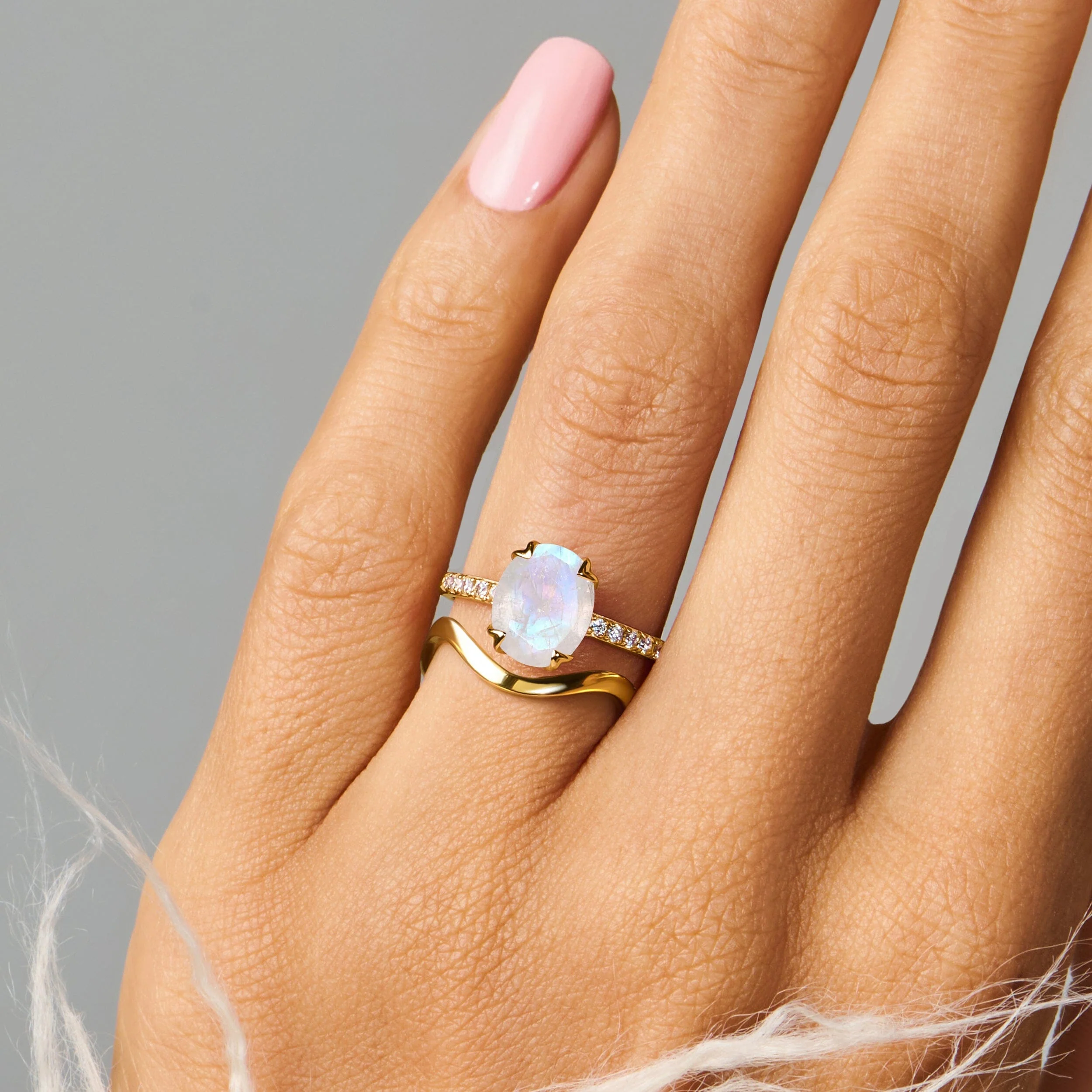 Moonstone Harlow Ring & Waves Band - Image 6