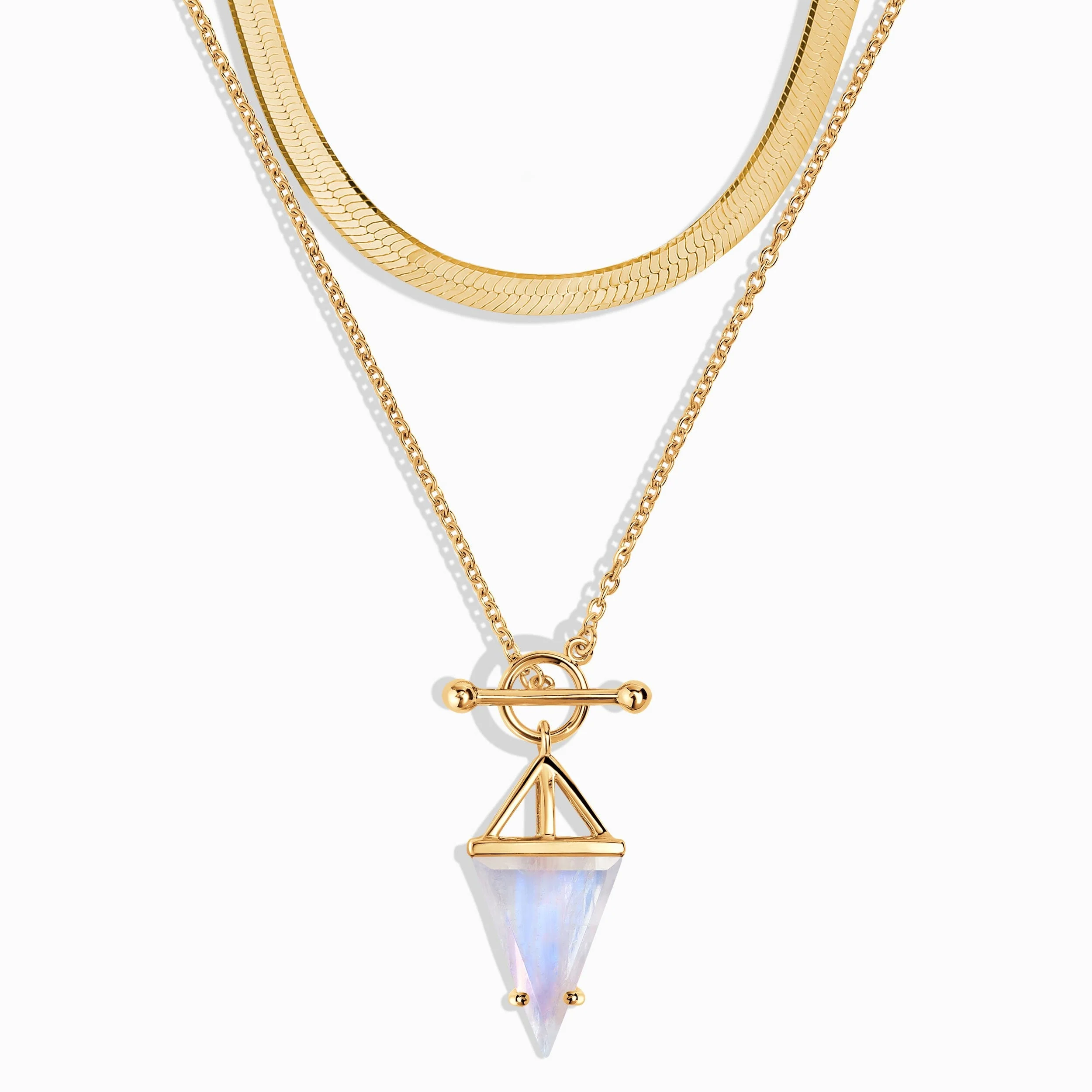Moonstone Heroine T-Lock Necklace & Herringbone Chain - Image 11