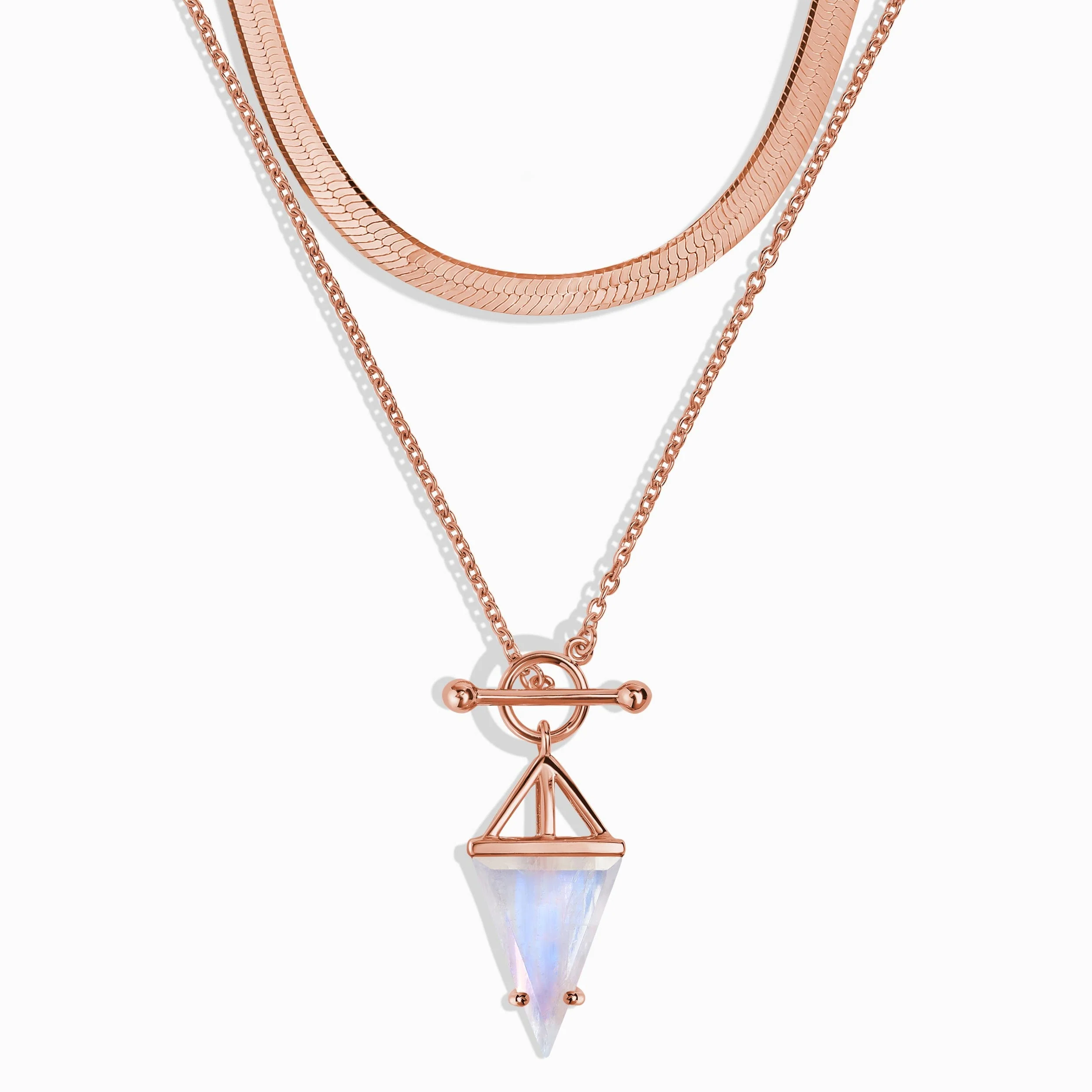 Moonstone Heroine T-Lock Necklace & Herringbone Chain - Image 9