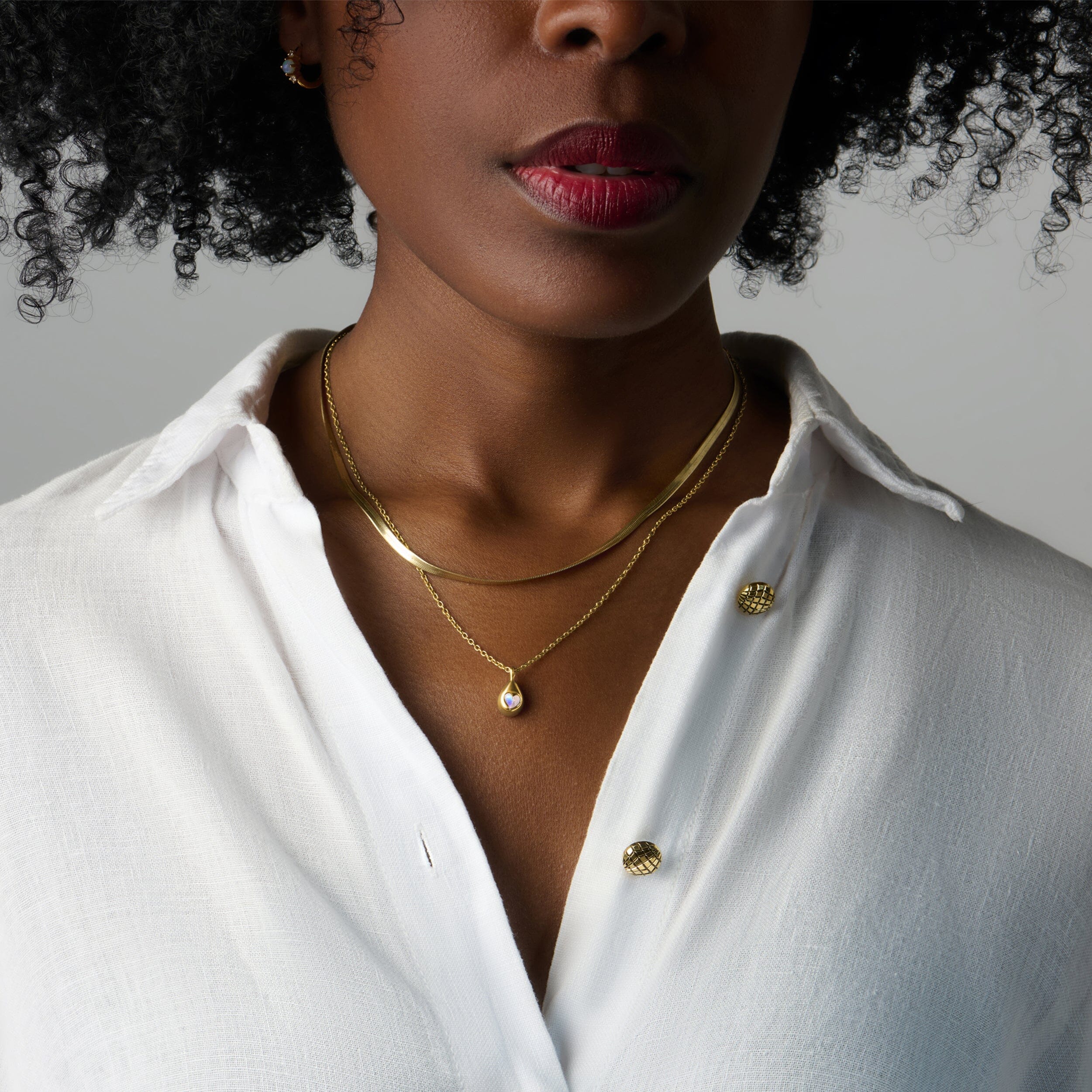 Moonstone Hidden Heart Necklace & Herringbone Chain - Image 6