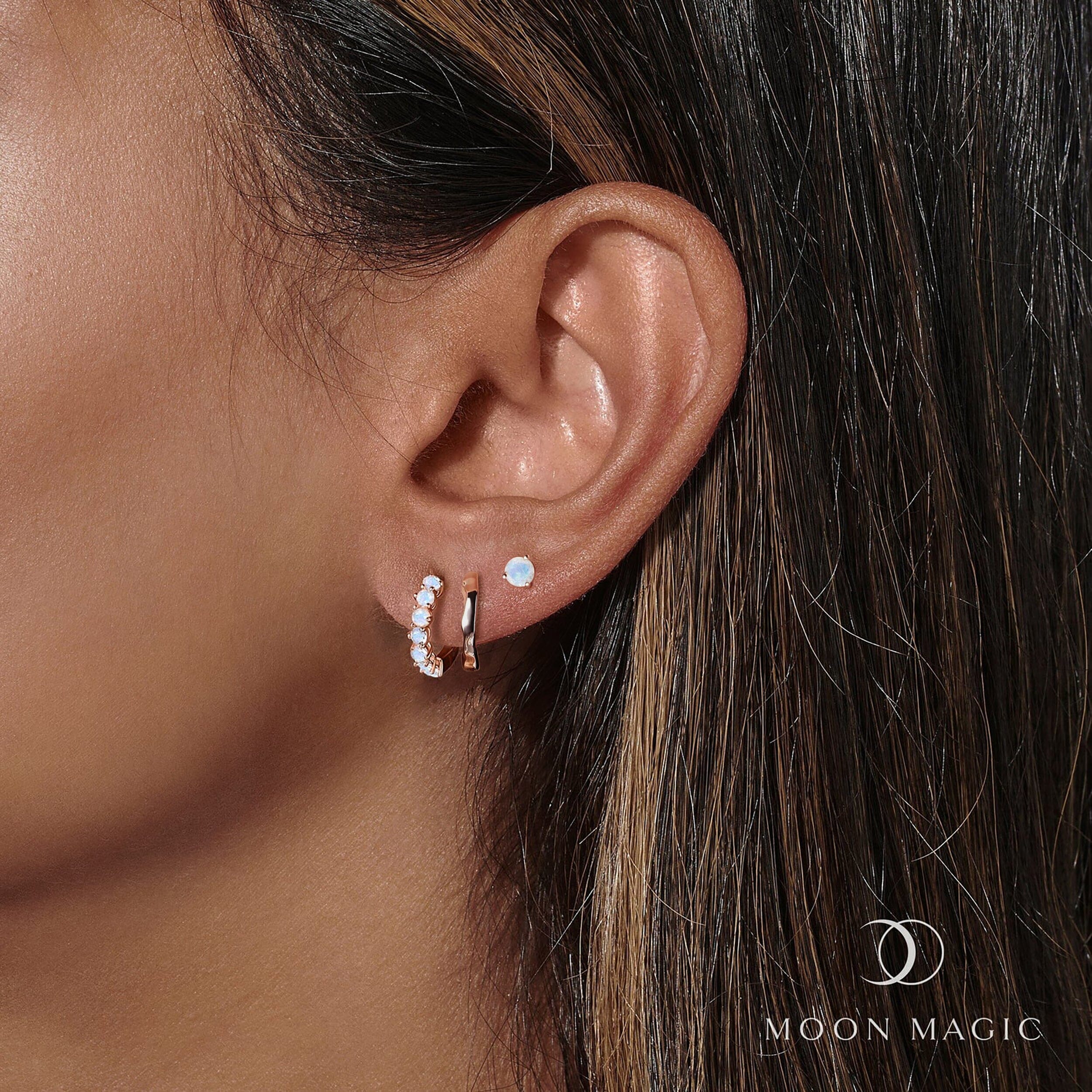 Moonstone Hoop Earring Set - Classic Trio - Image 4
