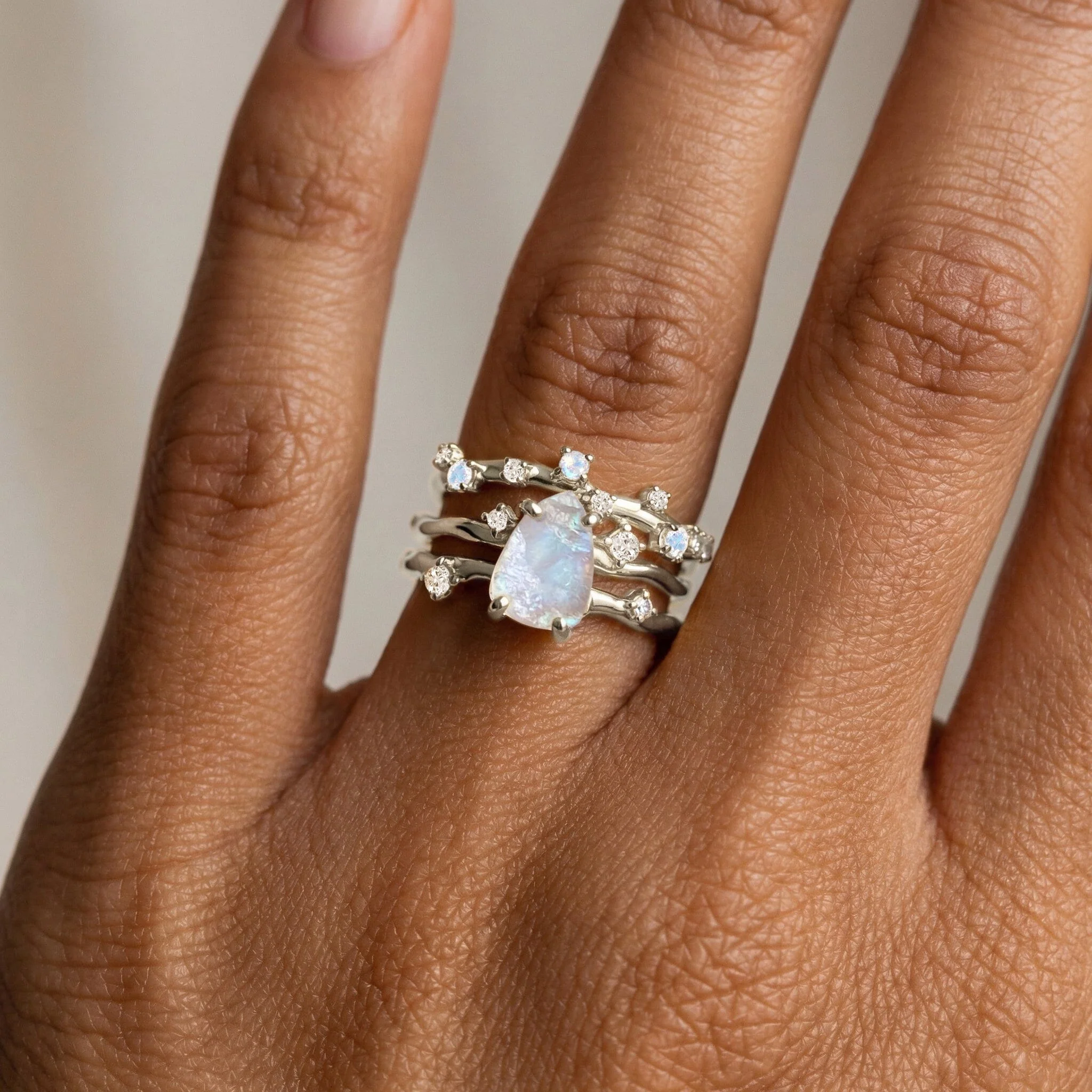 Moonstone Lab Diamond Flow Ring & Stardust Band - Image 2
