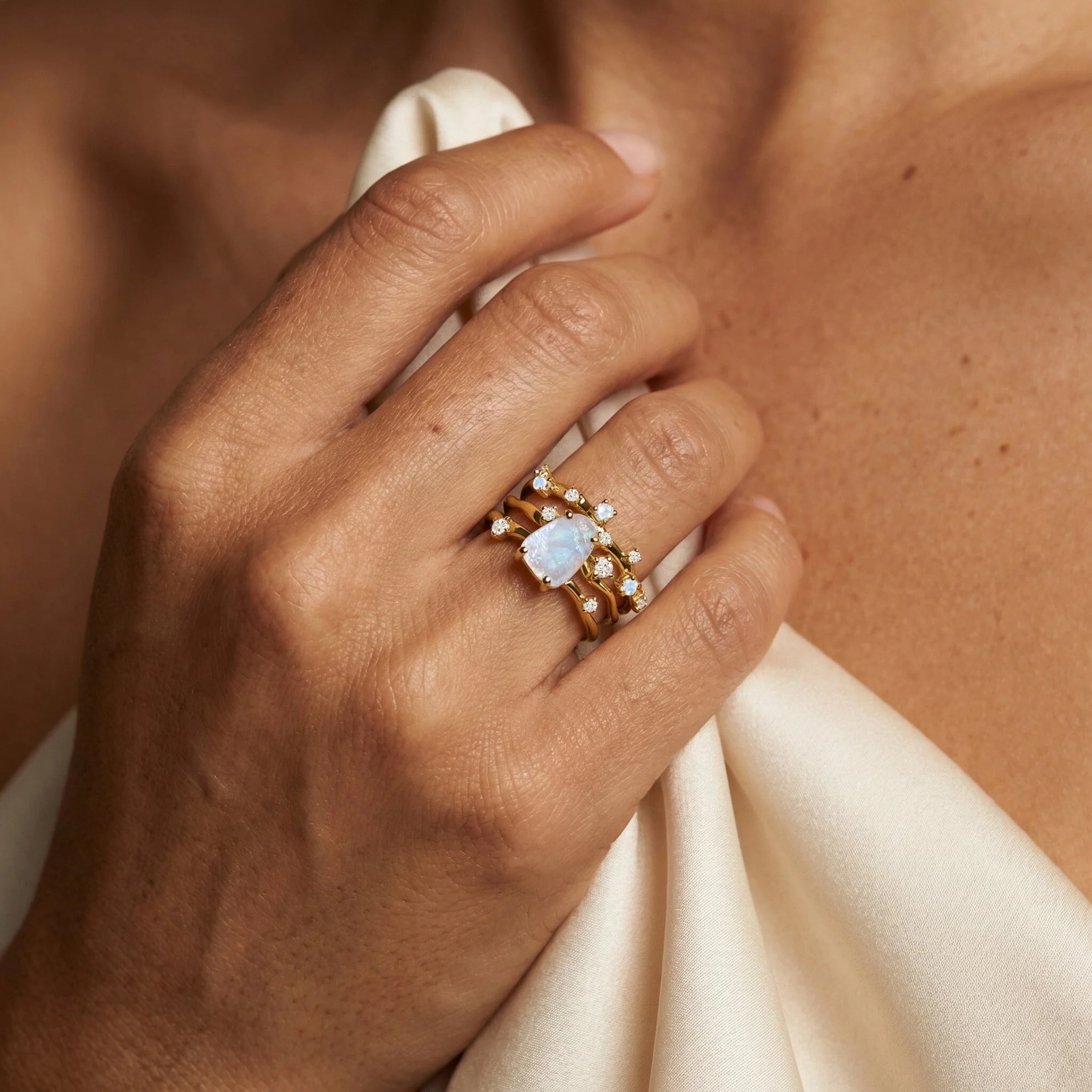 Moonstone Lab Diamond Flow Ring & Stardust Band - Image 22