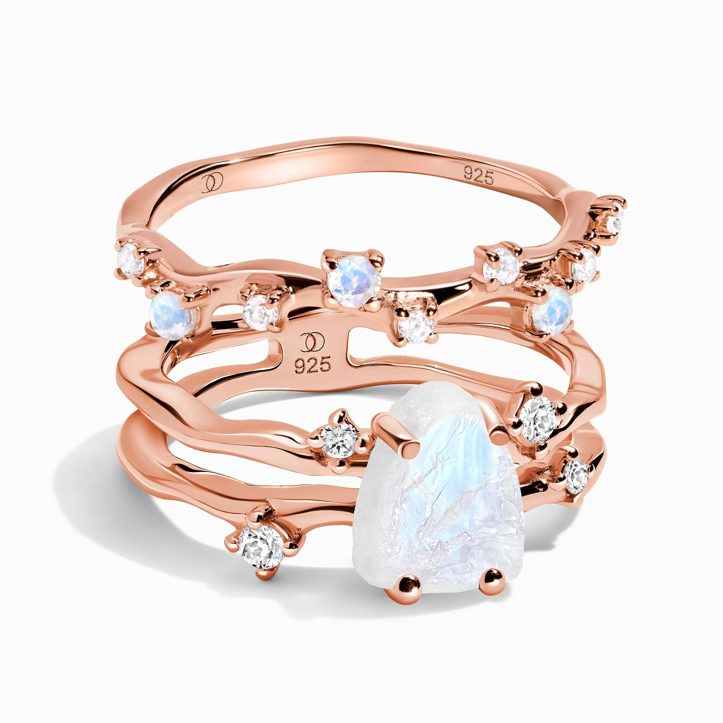 Moonstone Lab Diamond Flow Ring & Stardust Band - Image 3