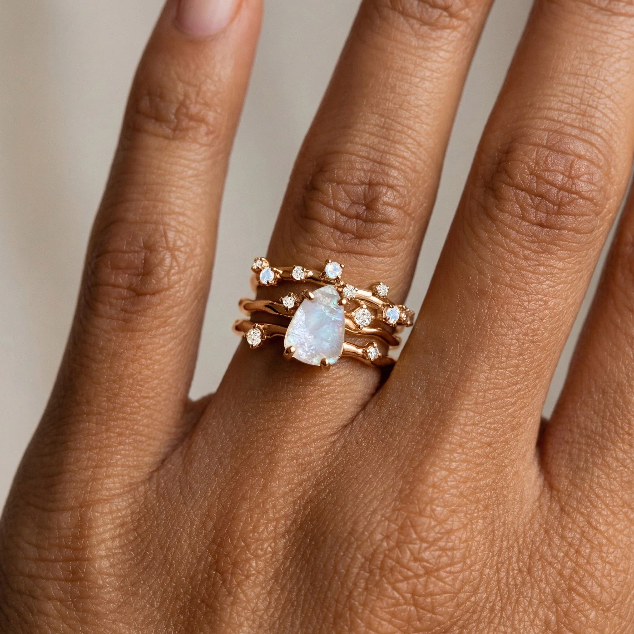 Moonstone Lab Diamond Flow Ring & Stardust Band - Image 4