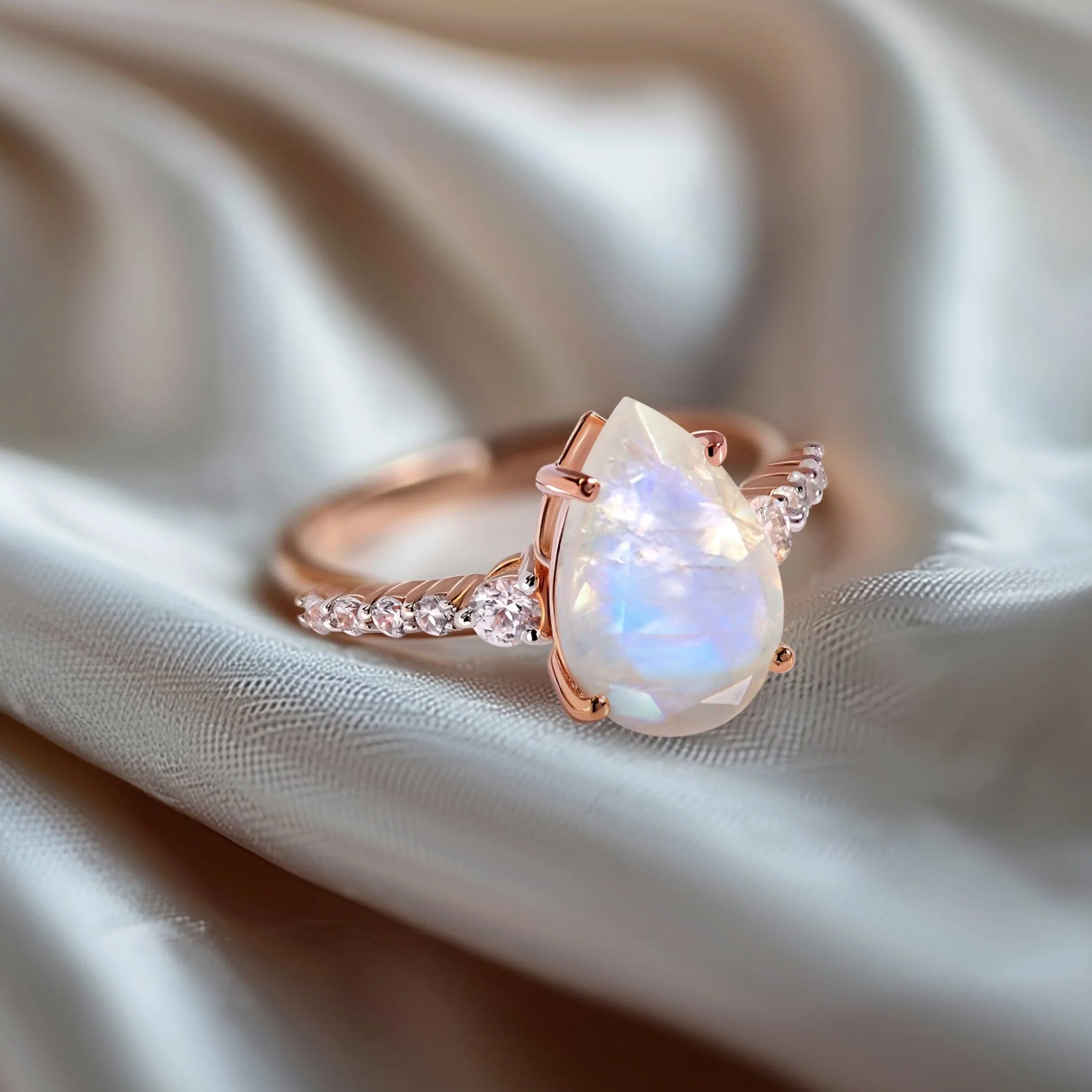 Moonstone Lab Diamond Ring - Queen Of Lustre - Image 17