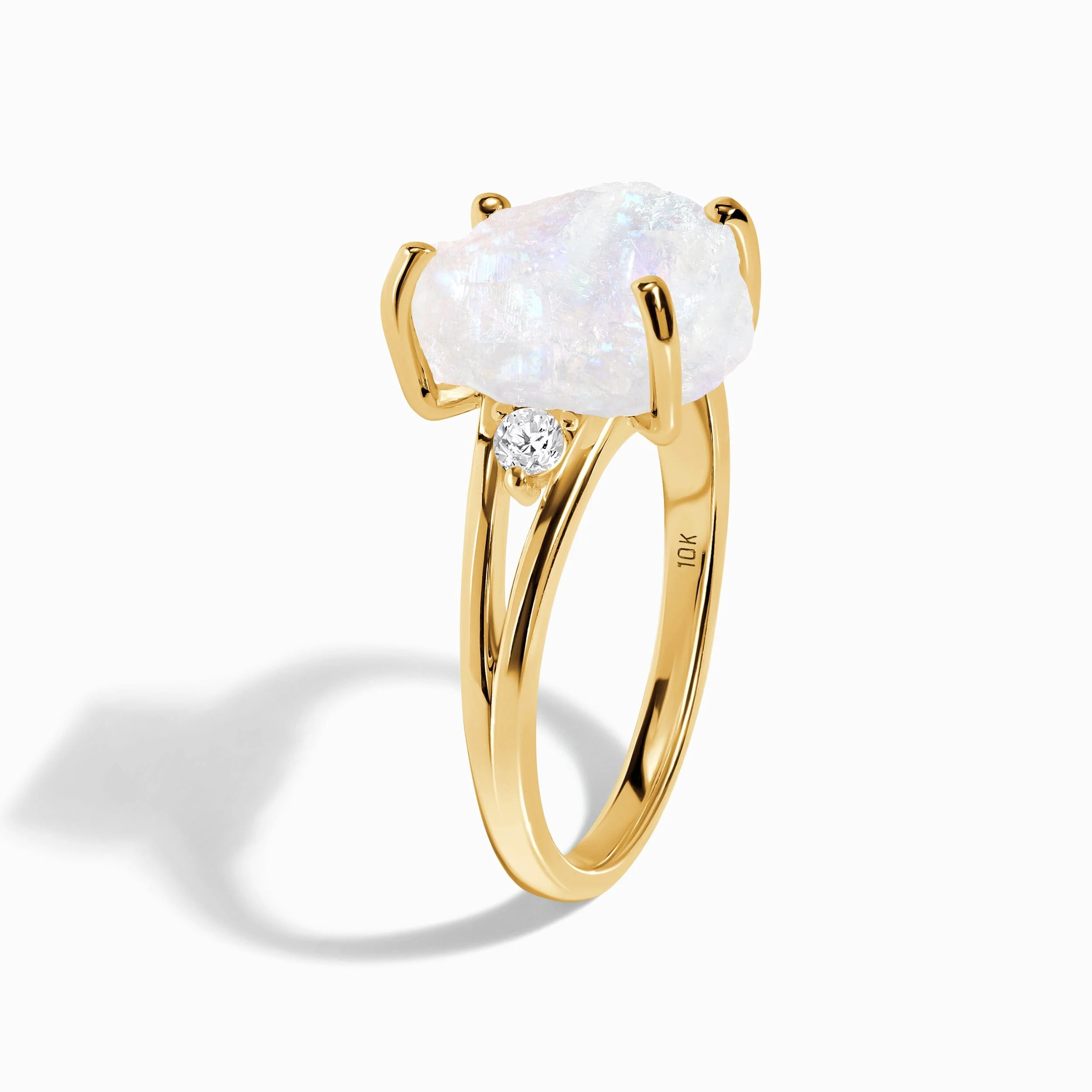 Moonstone Lab Diamond Ring - Raw Beauty - Image 16