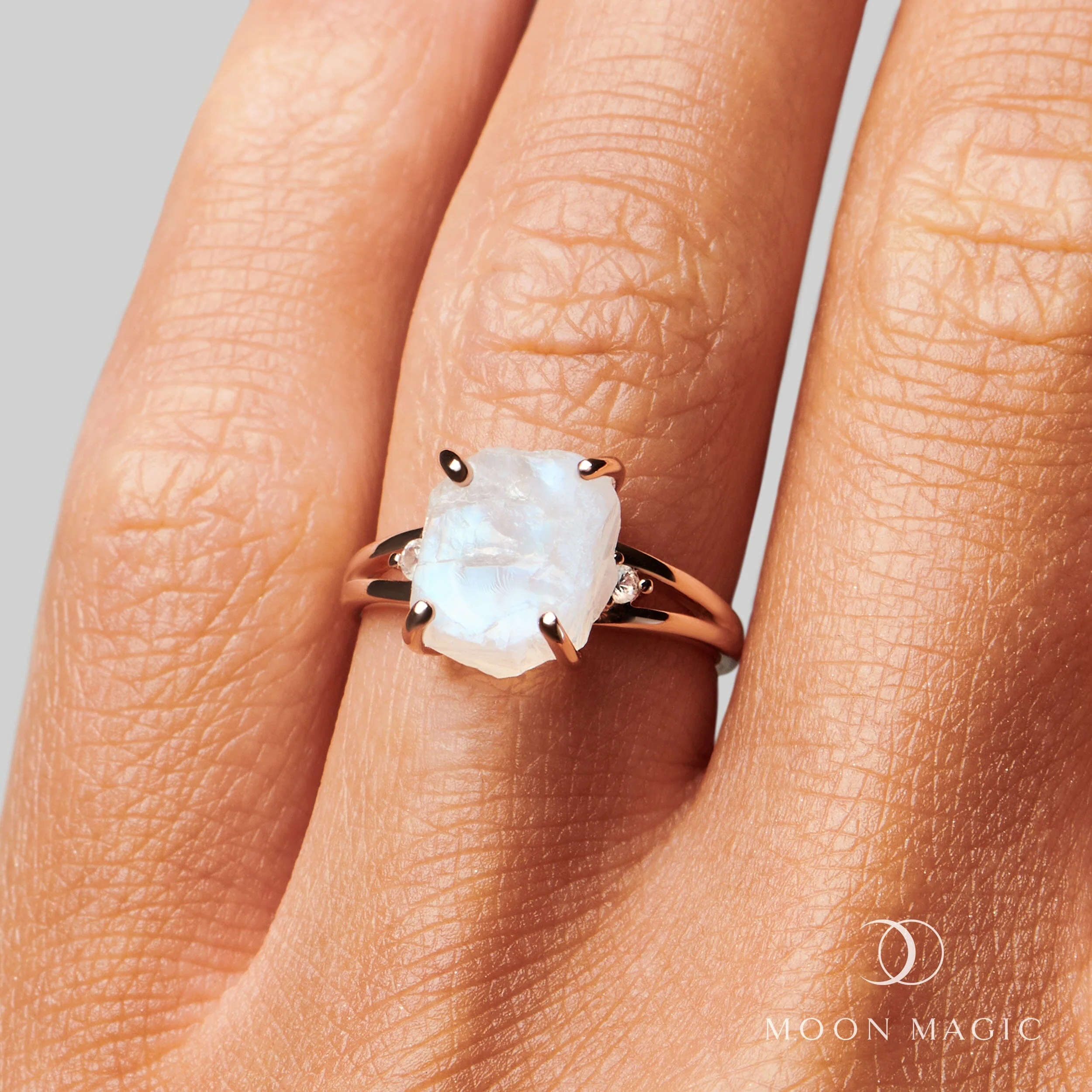Moonstone Lab Diamond Ring - Raw Beauty - Image 2