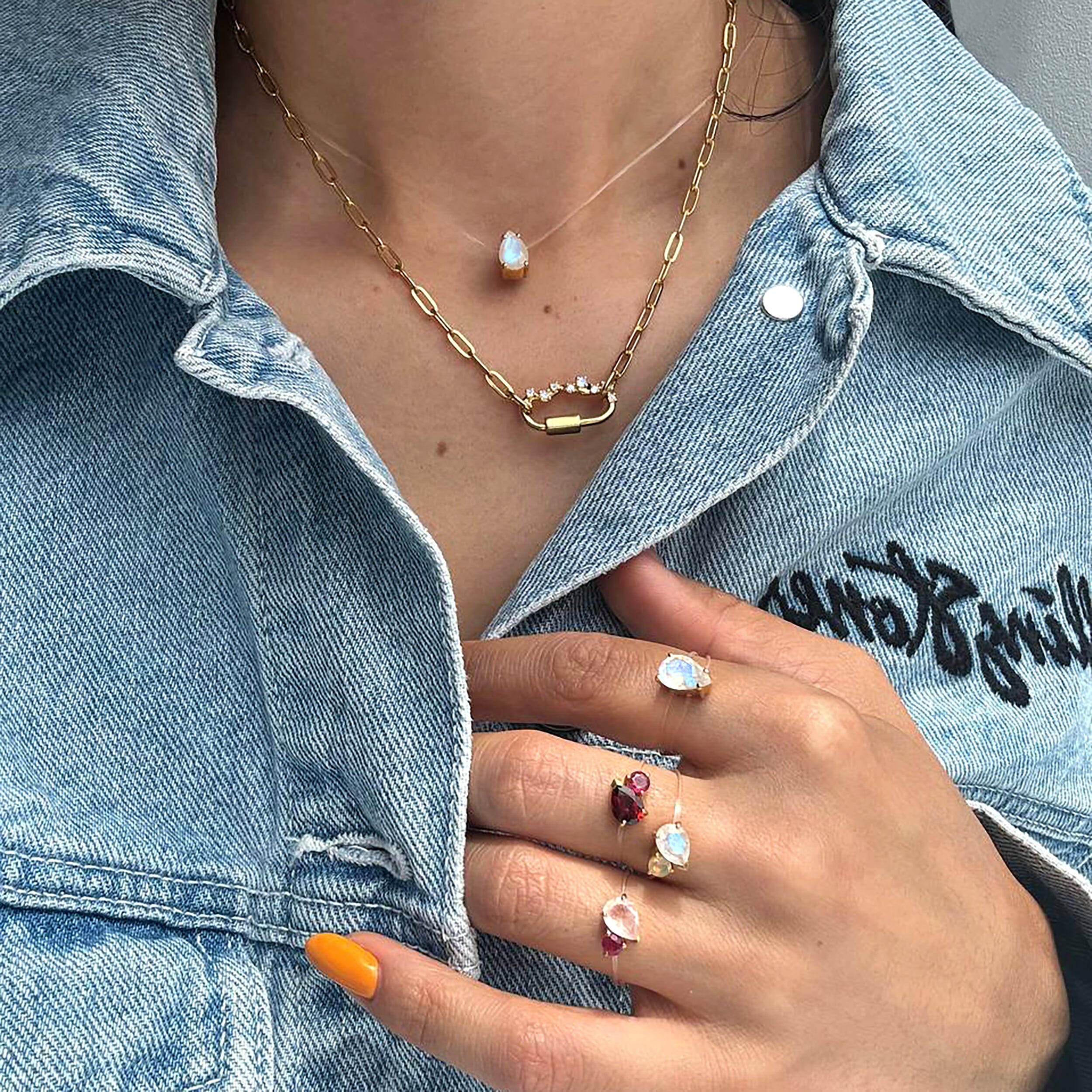 Moonstone Necklace Floating Sway - June Birthstone - Image 8