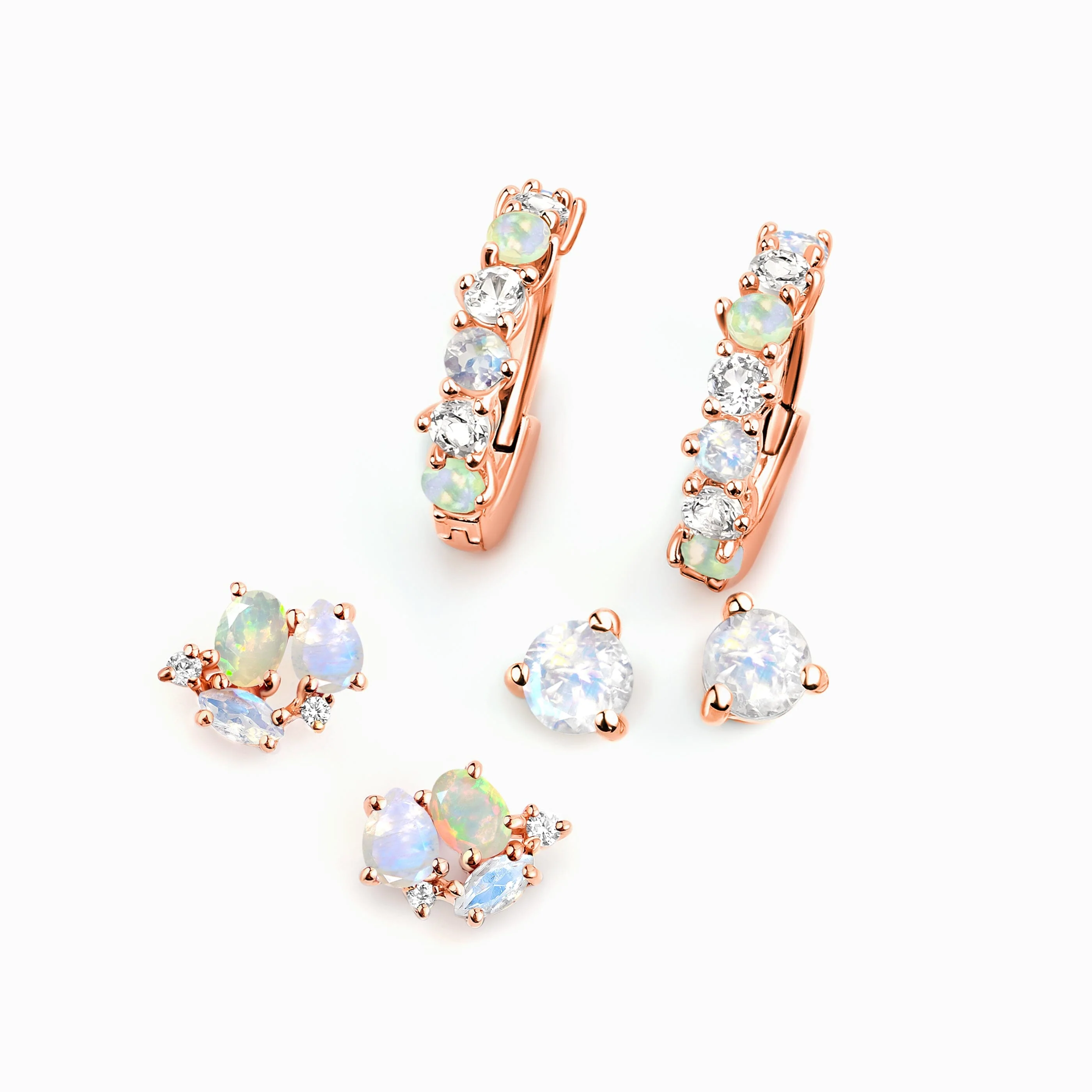 Moonstone & Opal Hoop Earring Set - High Vibe Trio - Image 3