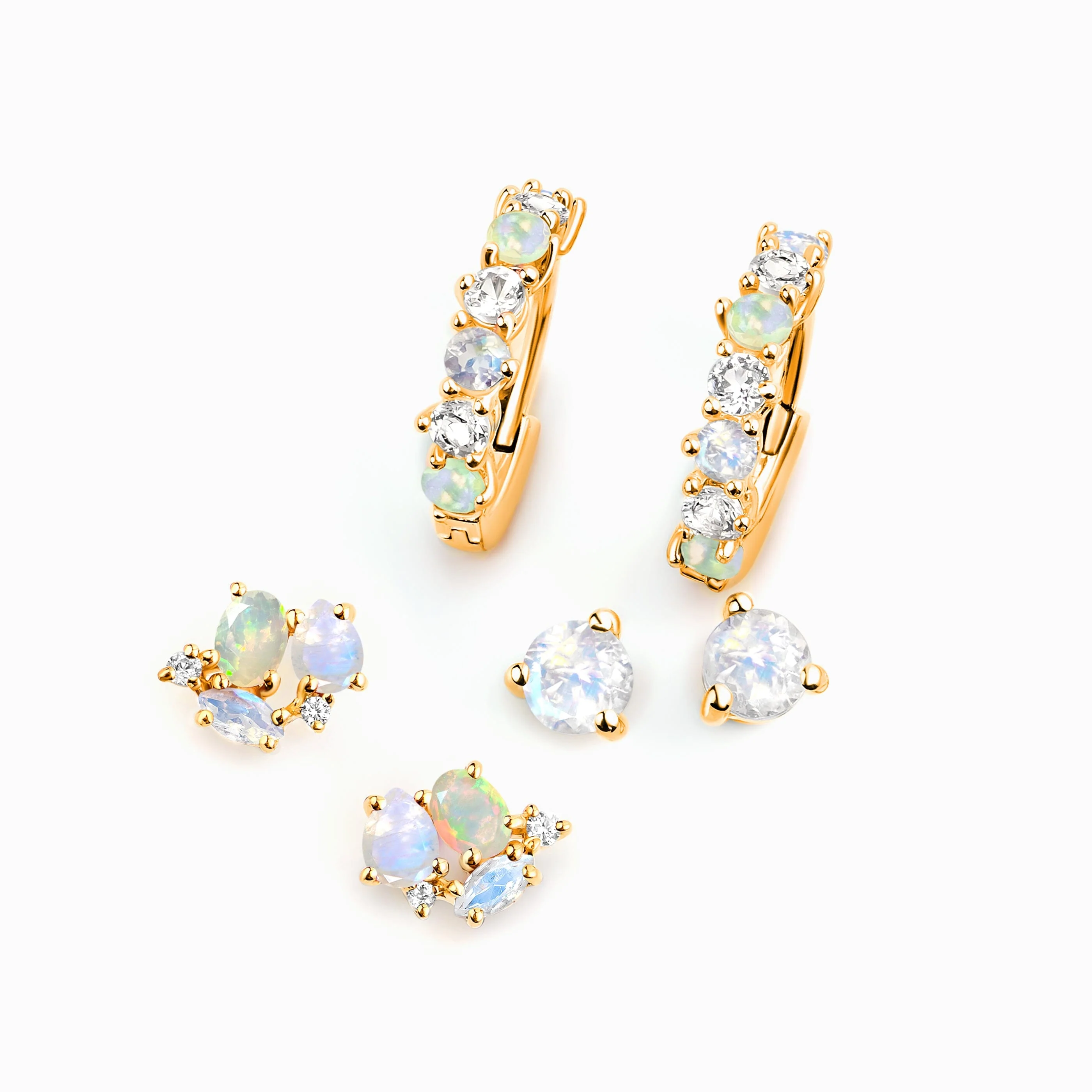 Moonstone & Opal Hoop Earring Set - High Vibe Trio - Image 5