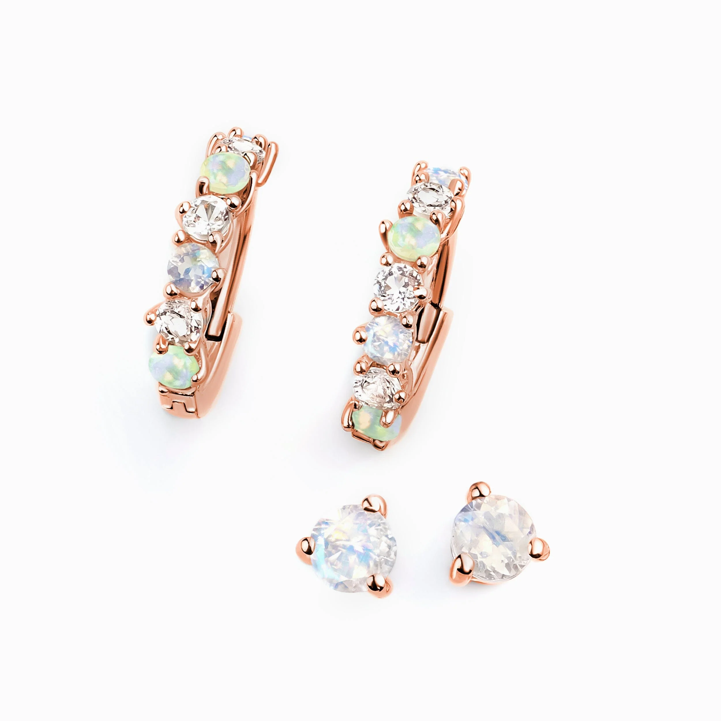 Moonstone & Opal Hoop Earring Set - High Vibes - Image 3