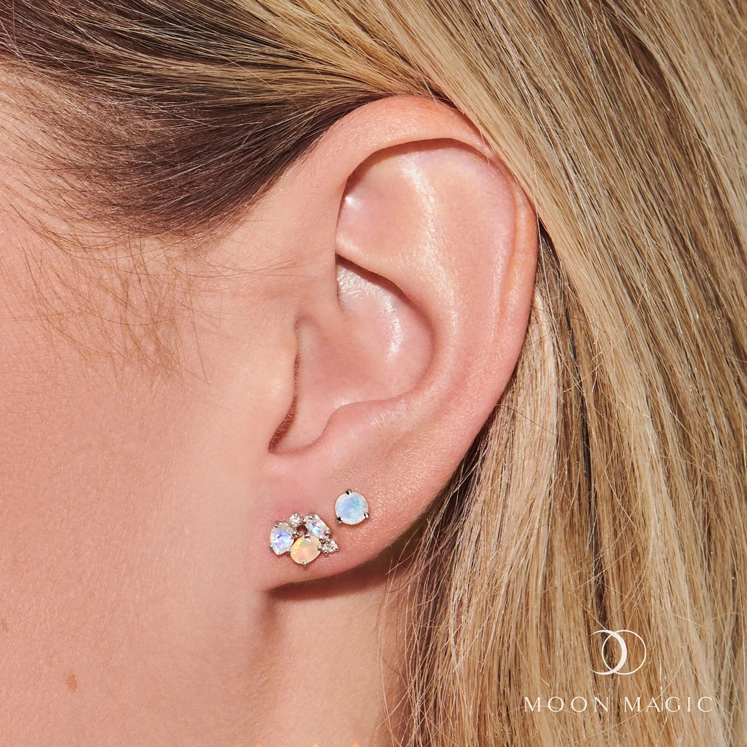 Moonstone & Opal Hoop Earring Set - Positive Aura - Image 2