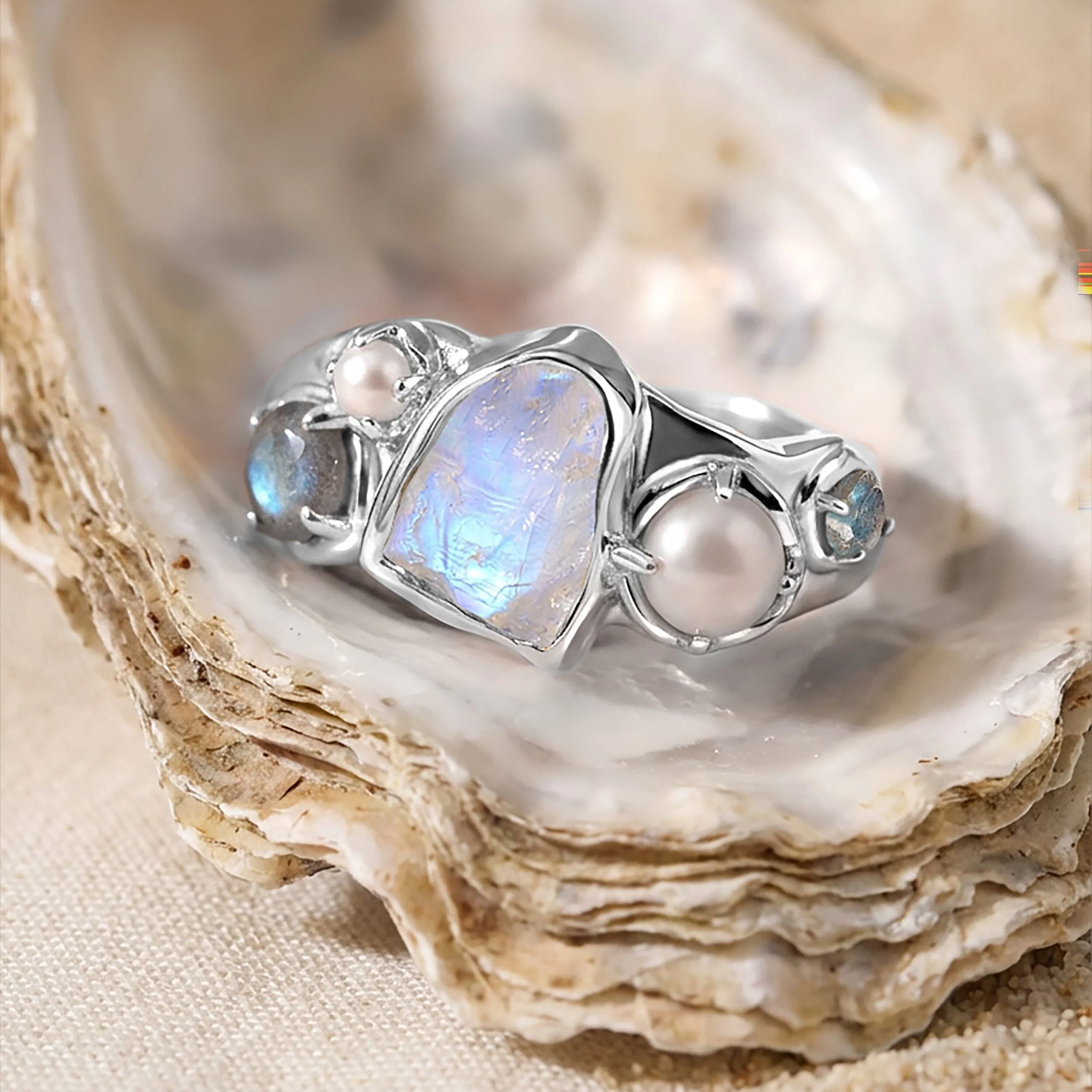 Moonstone Pearl Ring - Mist Heirloom - Image 32