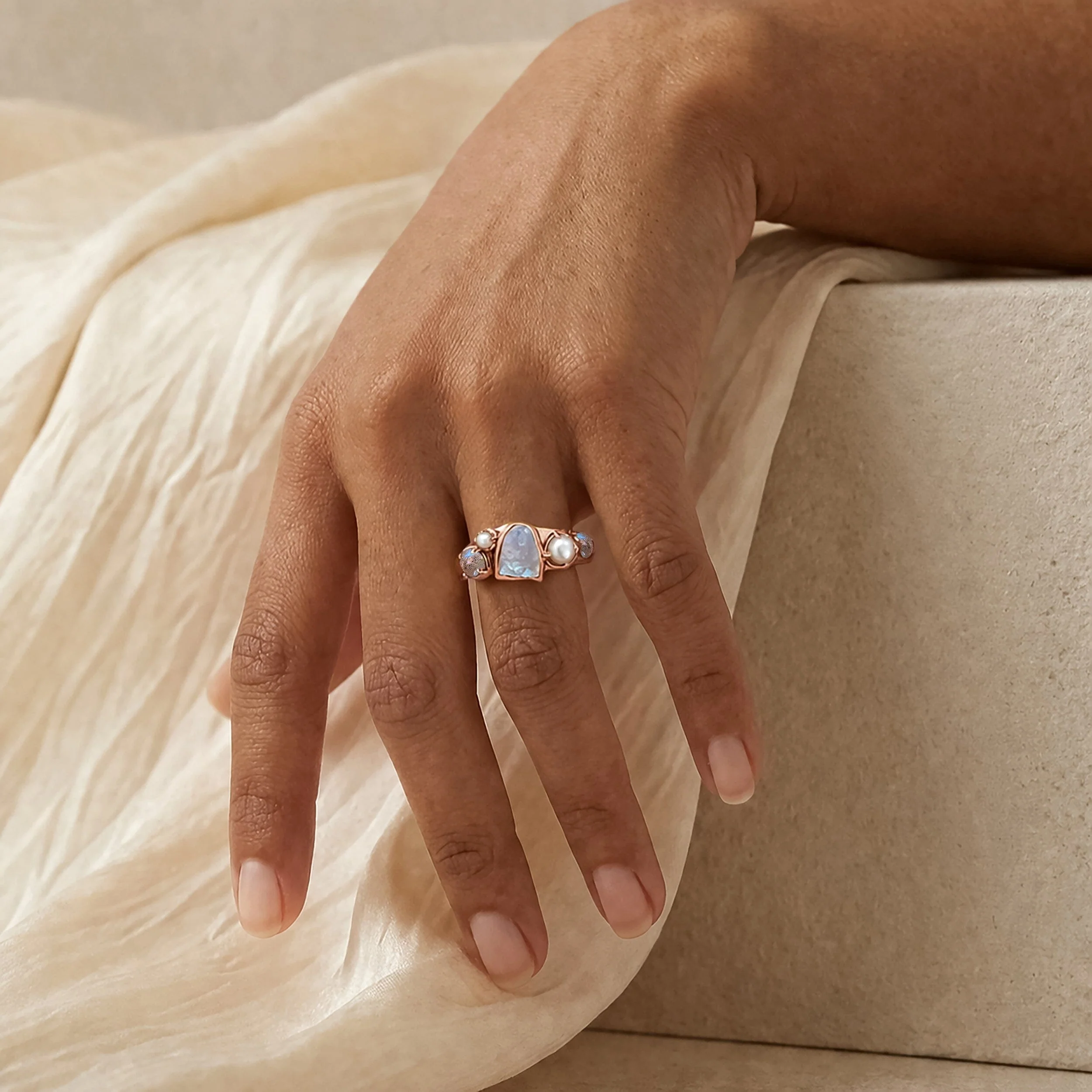 Moonstone Pearl Ring - Mist Heirloom - Image 6