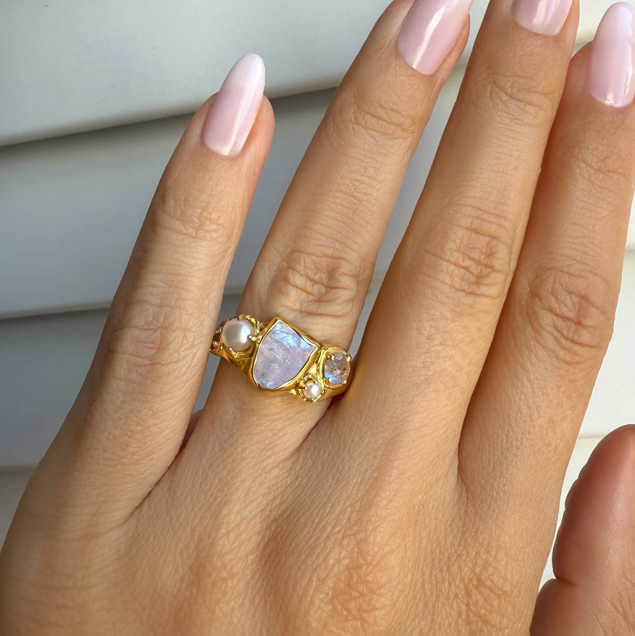 Moonstone Pearl Ring - Mist Heirloom - Image 8