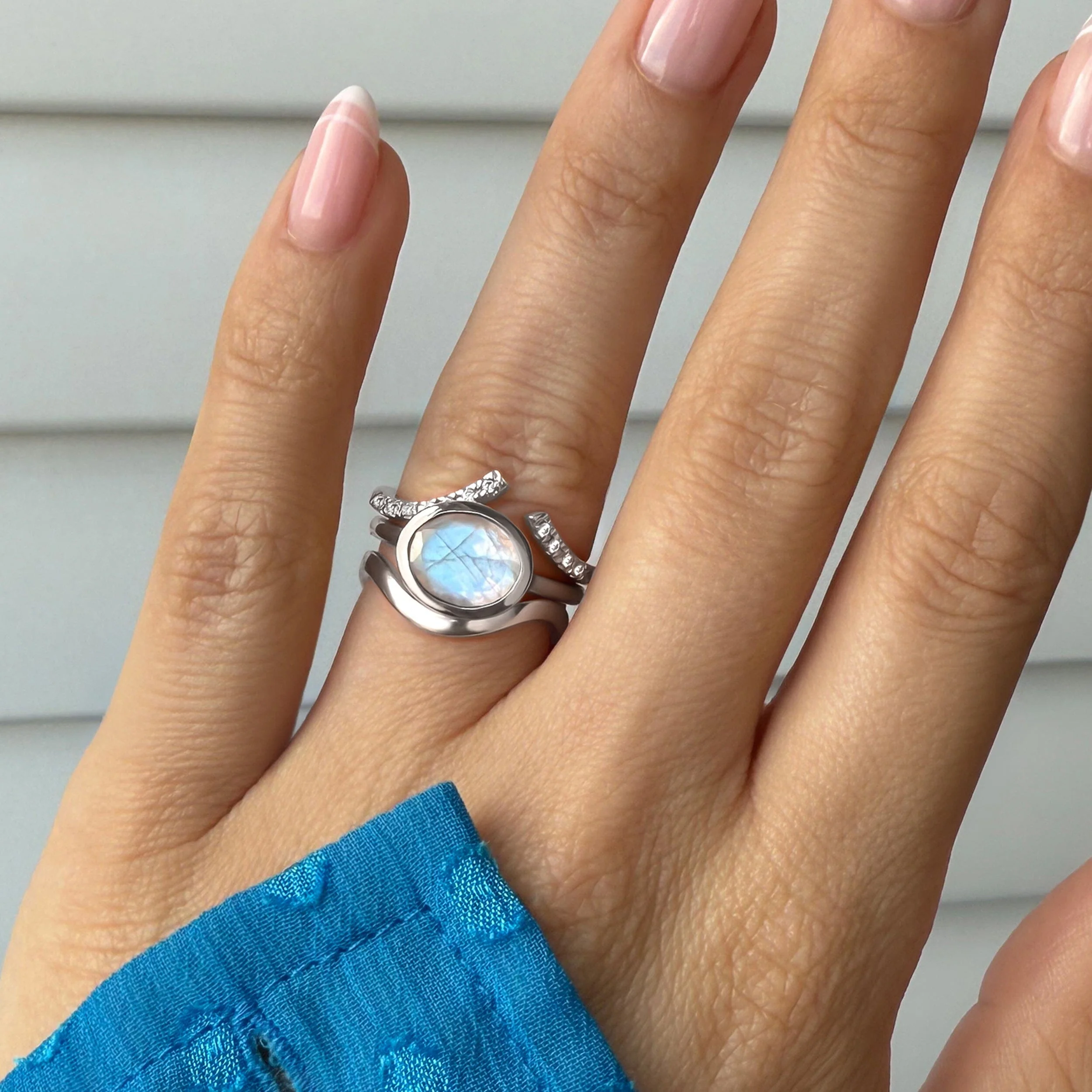 Moonstone Skin Touch Ring - Infinite Ring & Waves Band - Image 2
