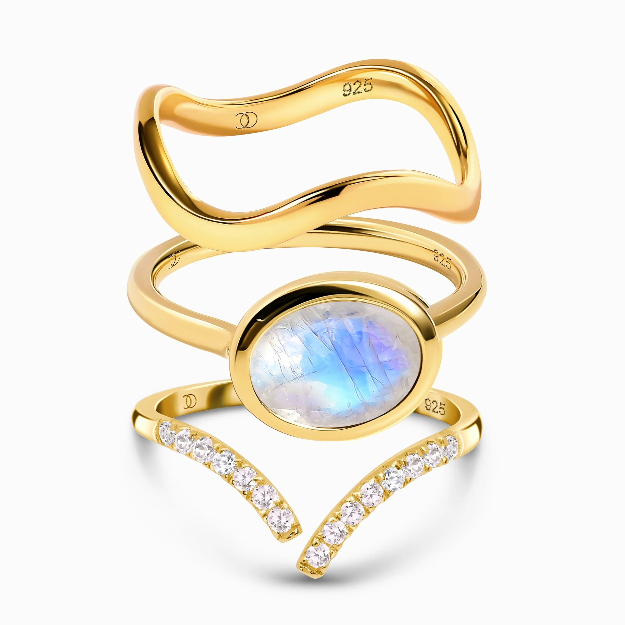 Moonstone Skin Touch Ring - Infinite Ring & Waves Band - Image 3