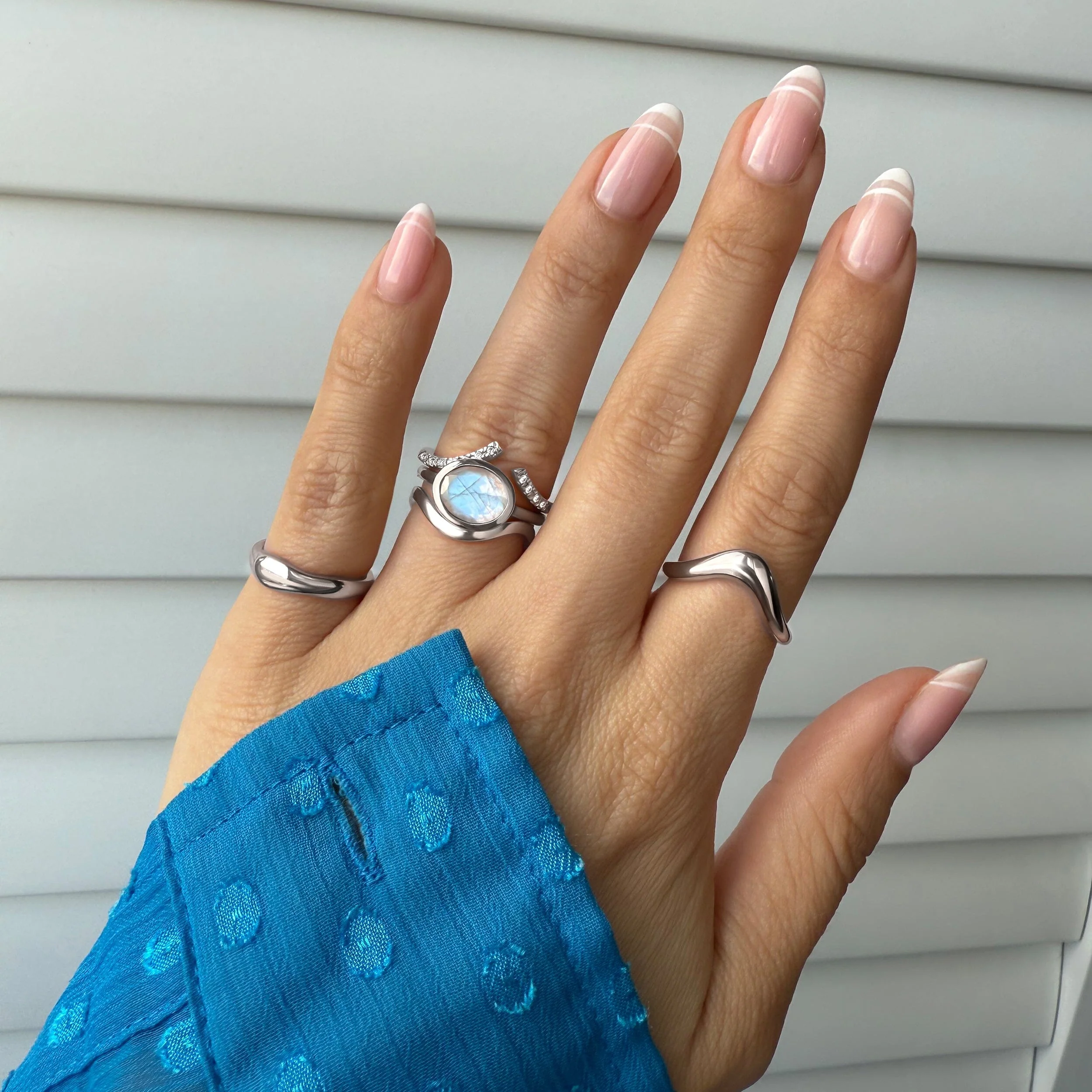 Moonstone Skin Touch Ring & Waves Band - Image 9