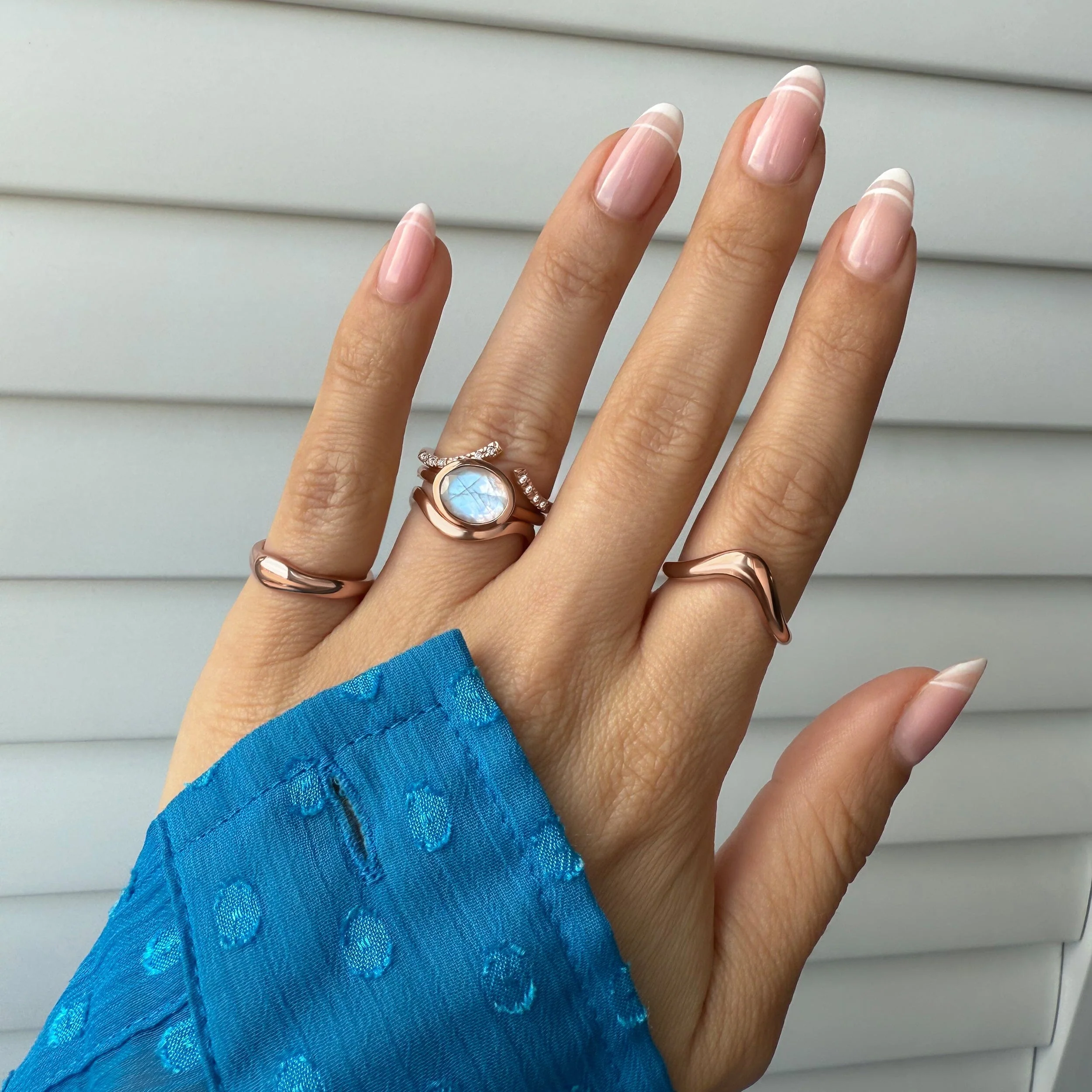 Moonstone Skin Touch Ring & Waves Band - Image 13