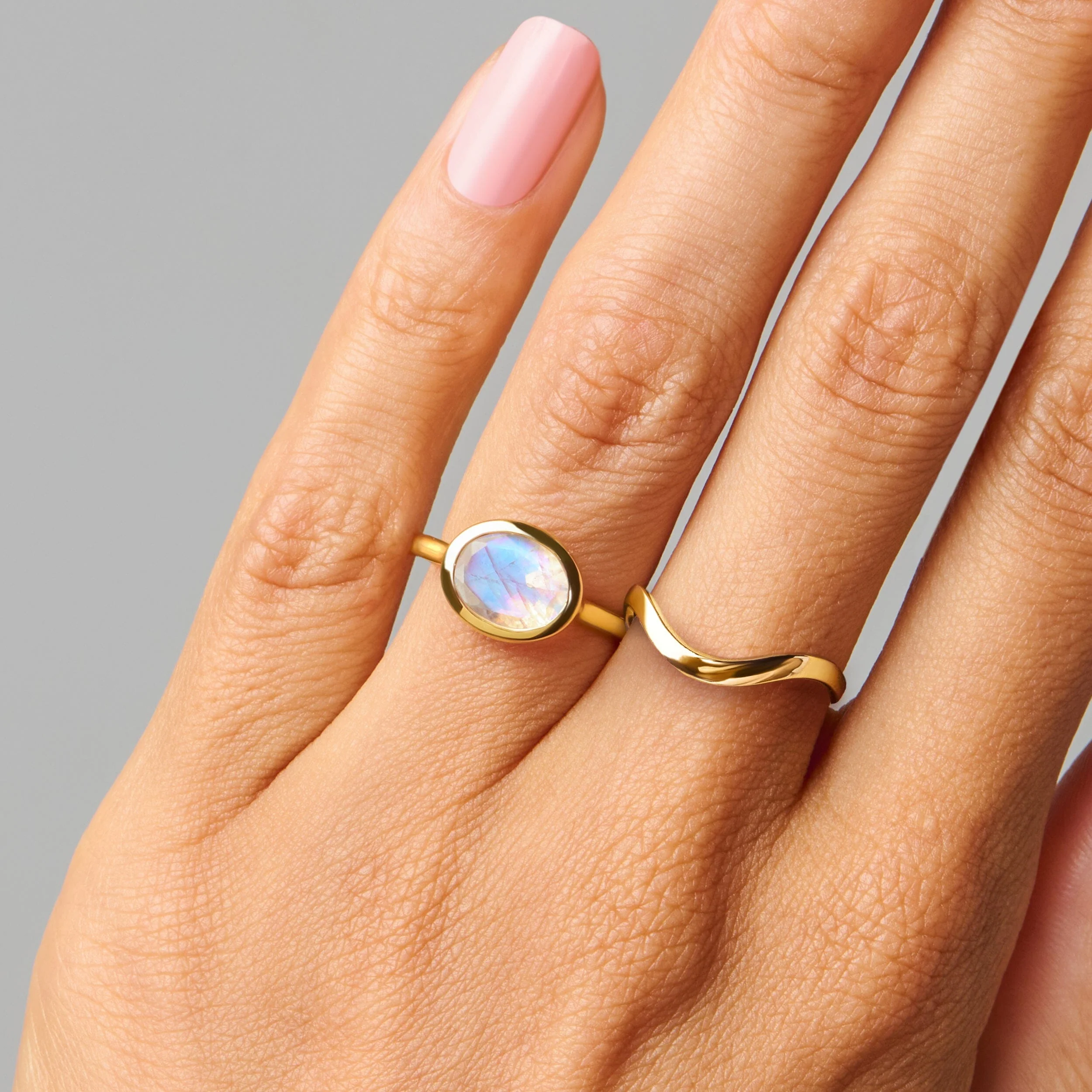 Moonstone Skin Touch Ring & Waves Band - Image 4